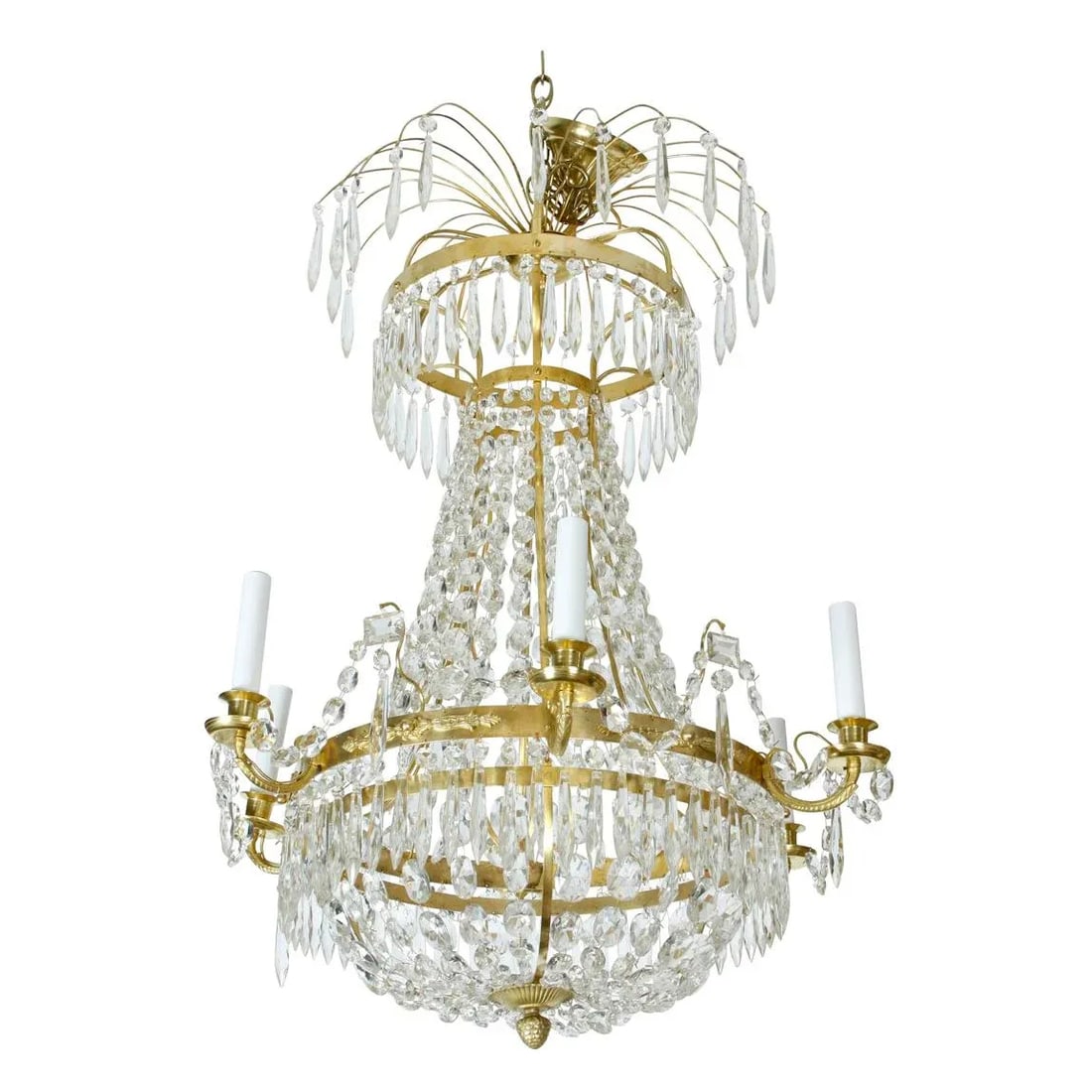 Crystal and Brass Swedish Chandelier - 4