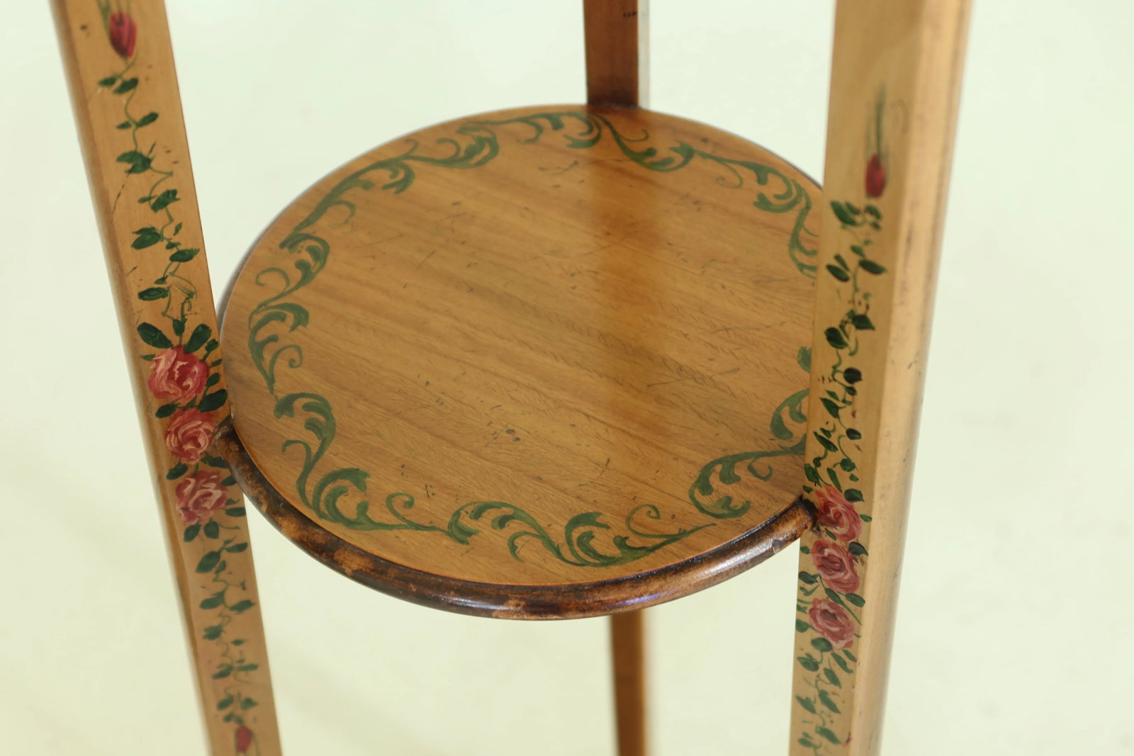 Adams Satinwood Paint Decorated Plant Stands - a Pair - 3