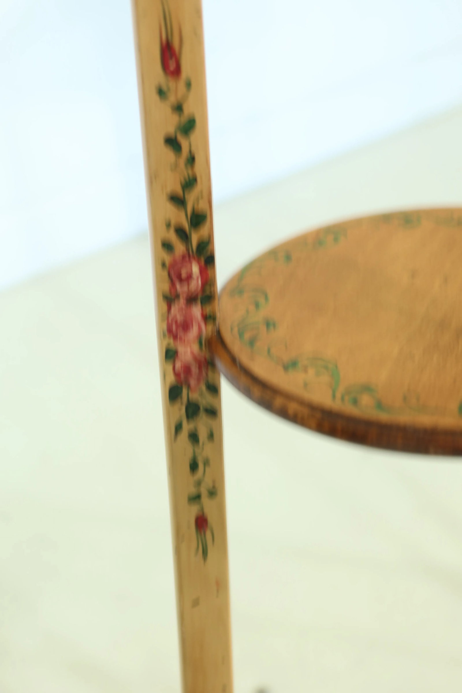 Adams Satinwood Paint Decorated Plant Stands - a Pair - 7