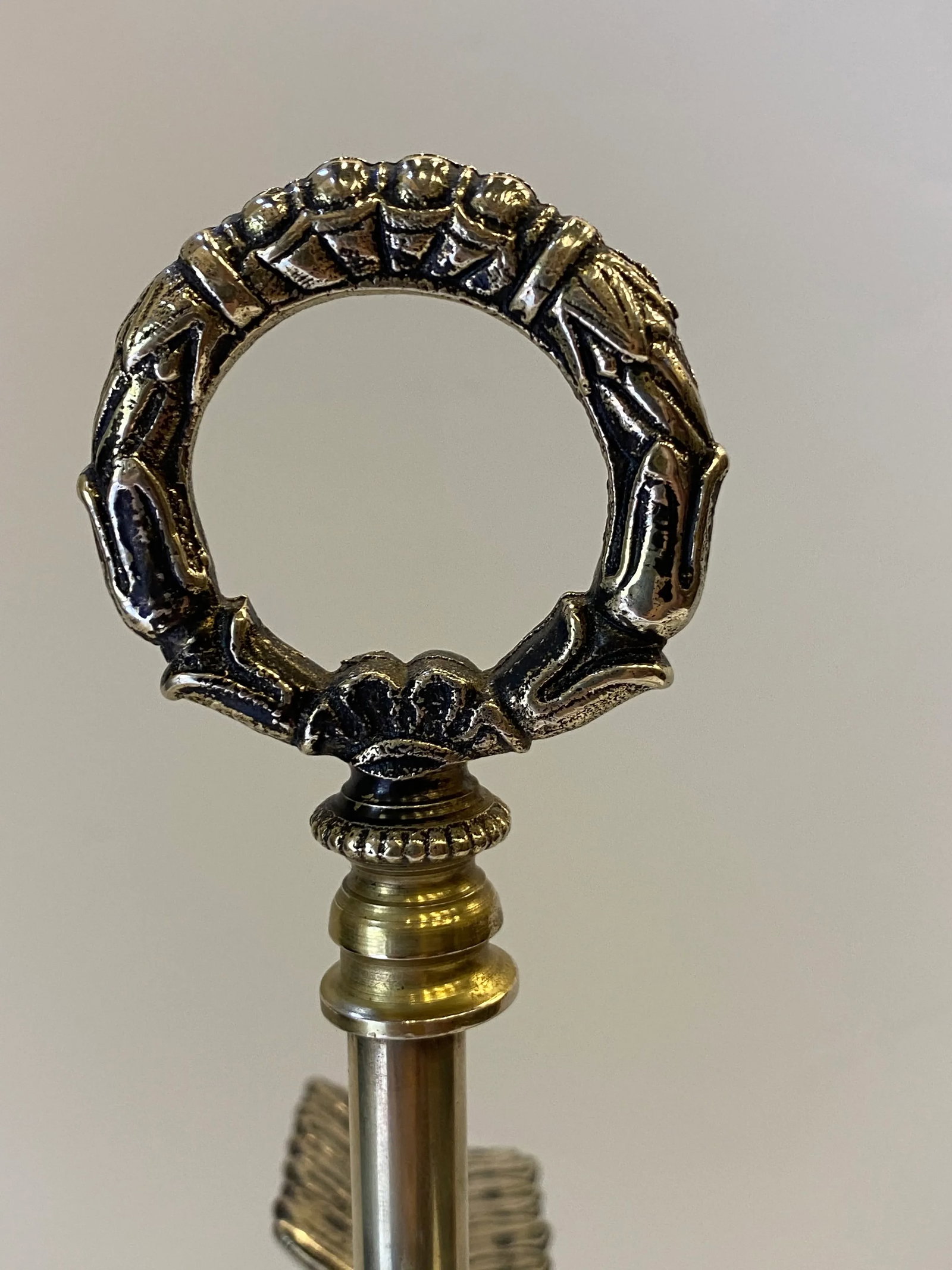 Vintage French Cast Brass Bouillette Lamp With Swans - 3