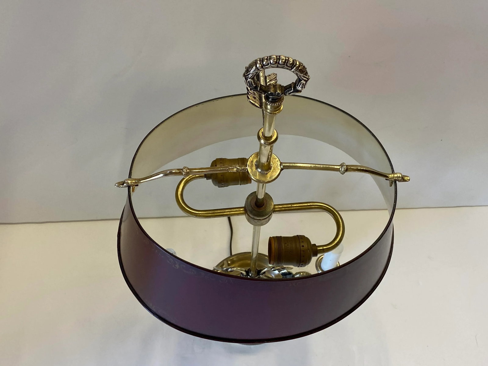 Vintage French Cast Brass Bouillette Lamp With Swans - 7
