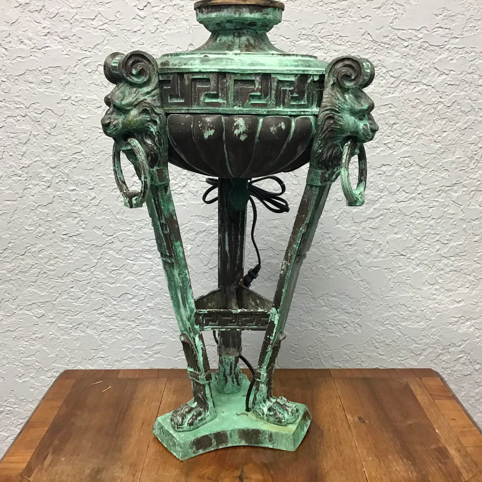 Large Italian Style Patinated Metal Lamp - 2