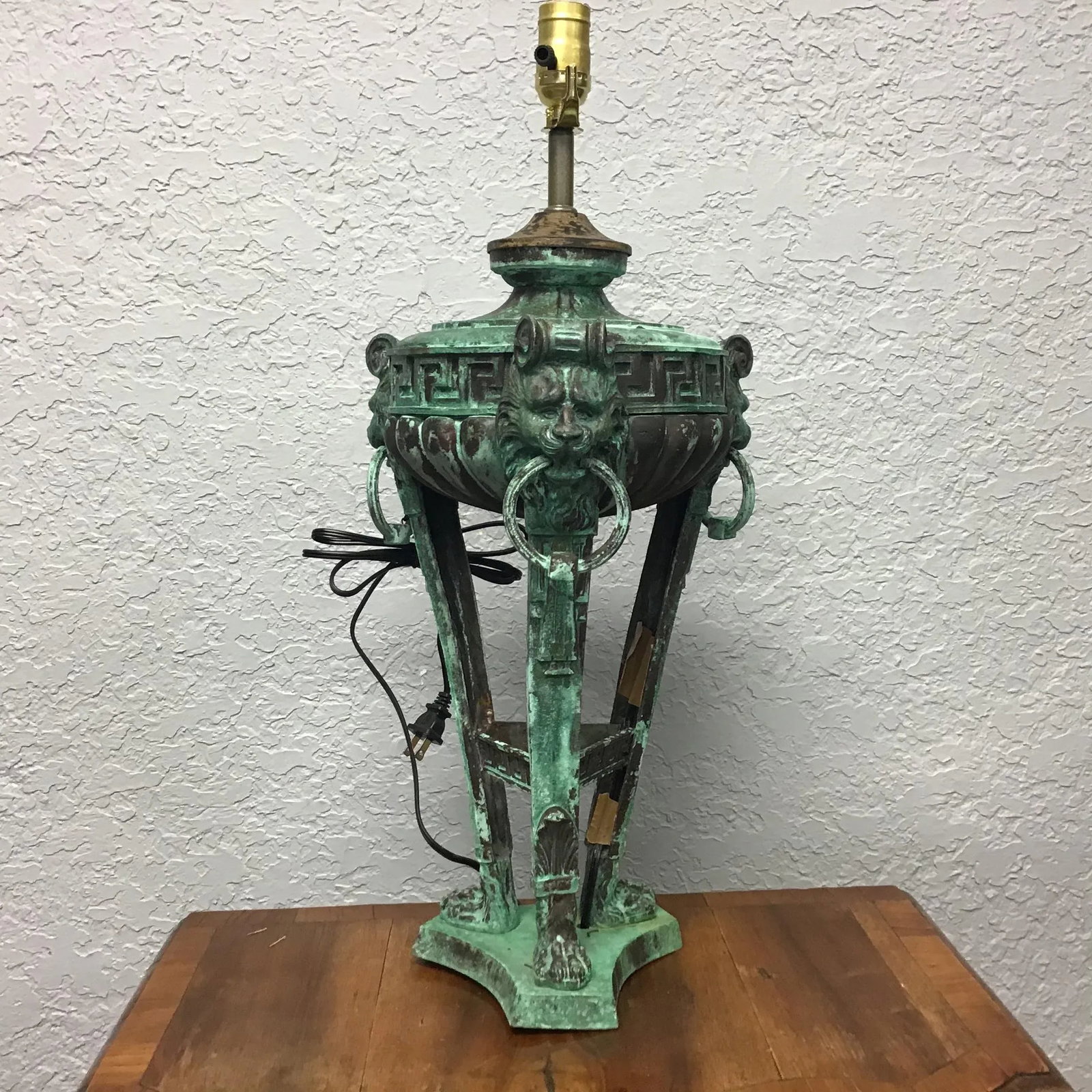 Large Italian Style Patinated Metal Lamp - 4