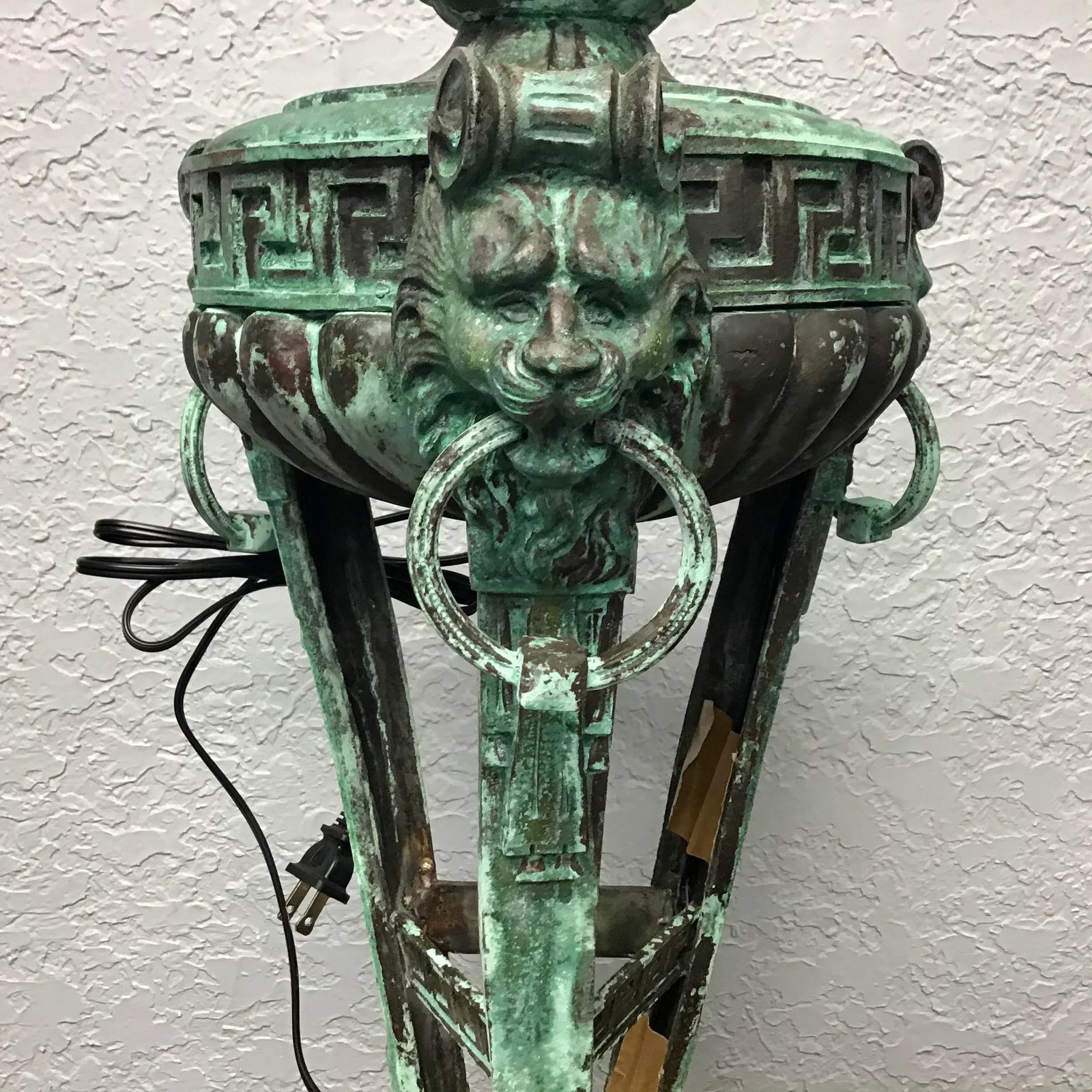 Large Italian Style Patinated Metal Lamp - 6