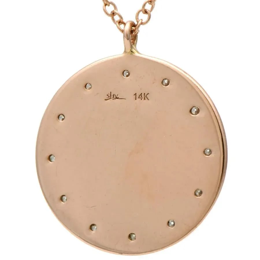 14KR Diamond(0.12) Accent Circle Disk Necklace - 2