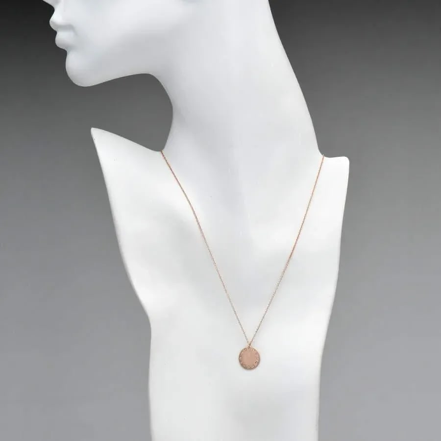 14KR Diamond(0.12) Accent Circle Disk Necklace - 4