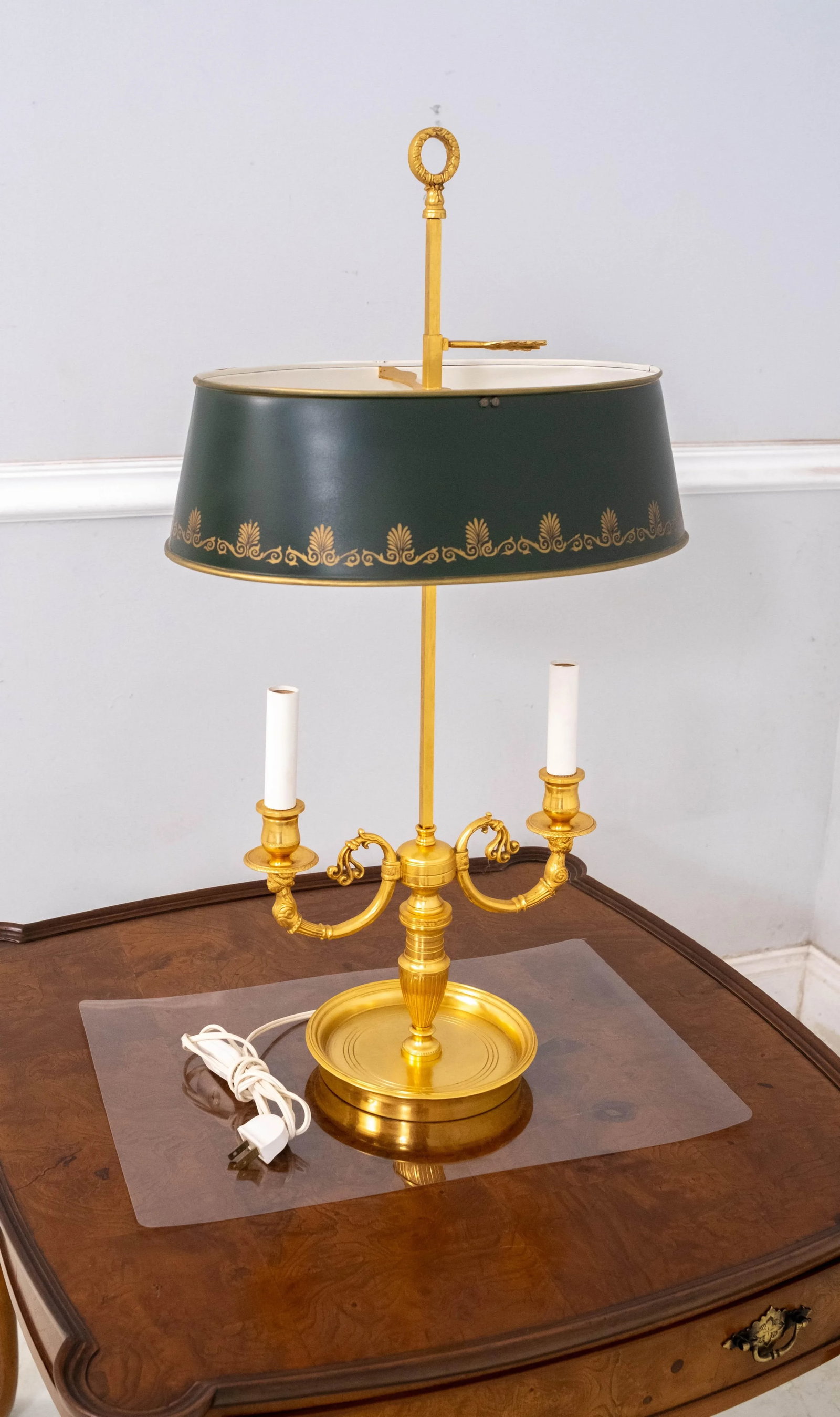 Regency Style Brass Bouillottee Tole Metal Lamp - 2