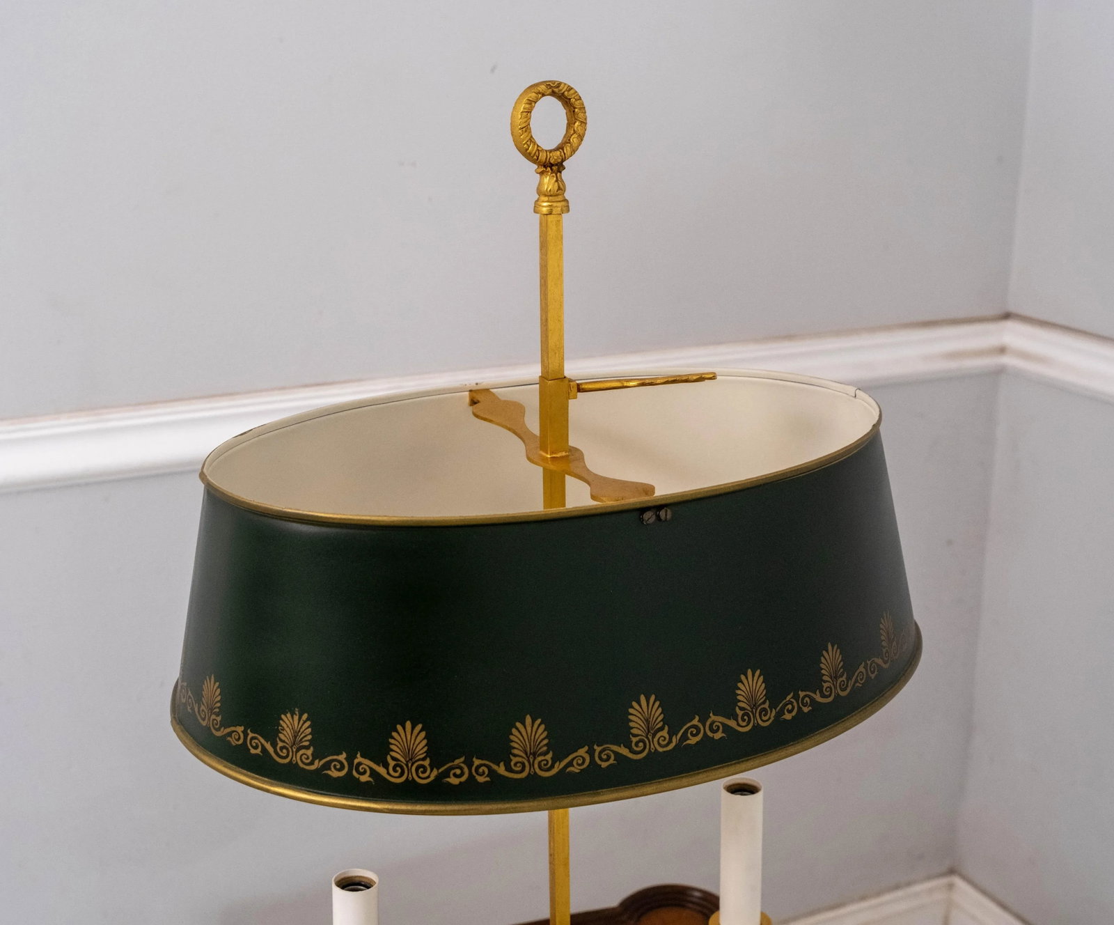 Regency Style Brass Bouillottee Tole Metal Lamp - 3