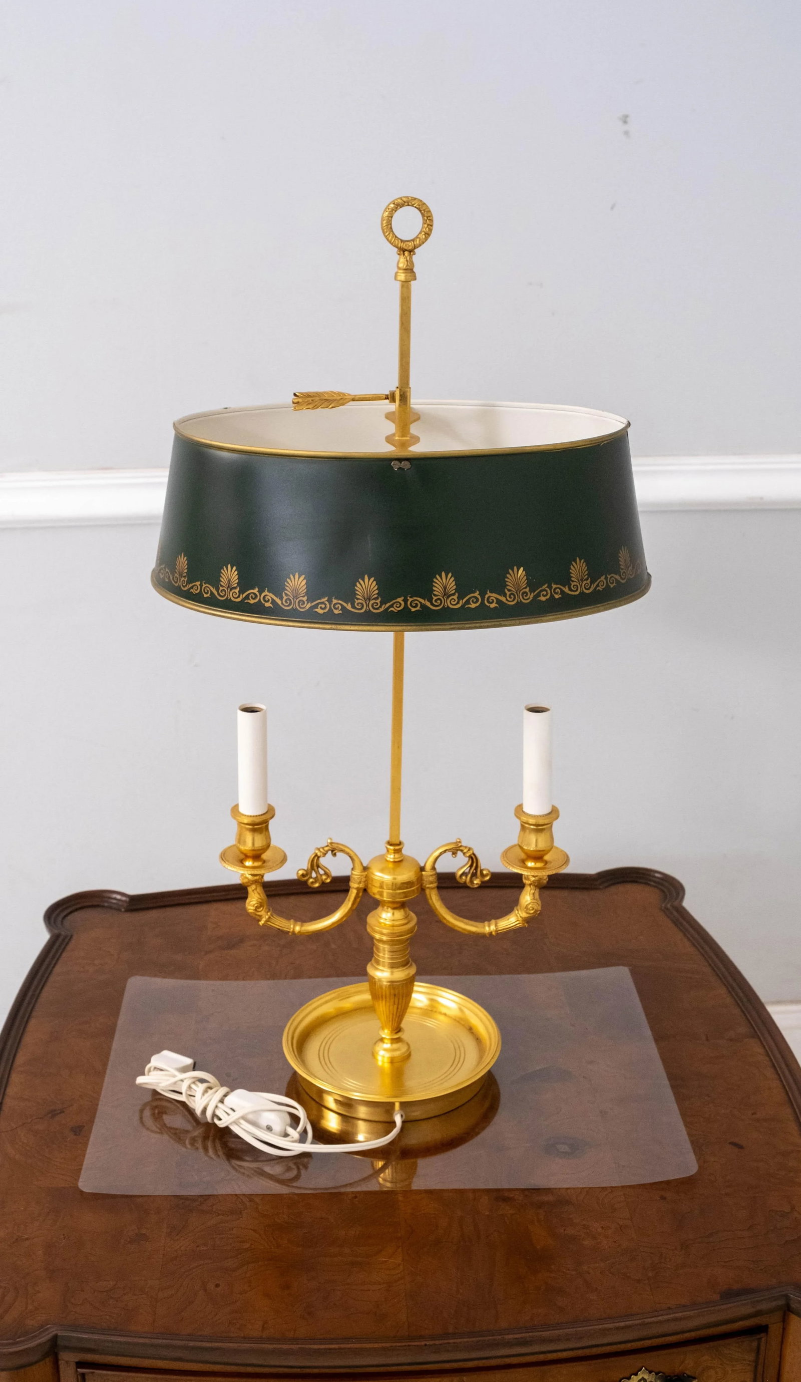 Regency Style Brass Bouillottee Tole Metal Lamp - 4