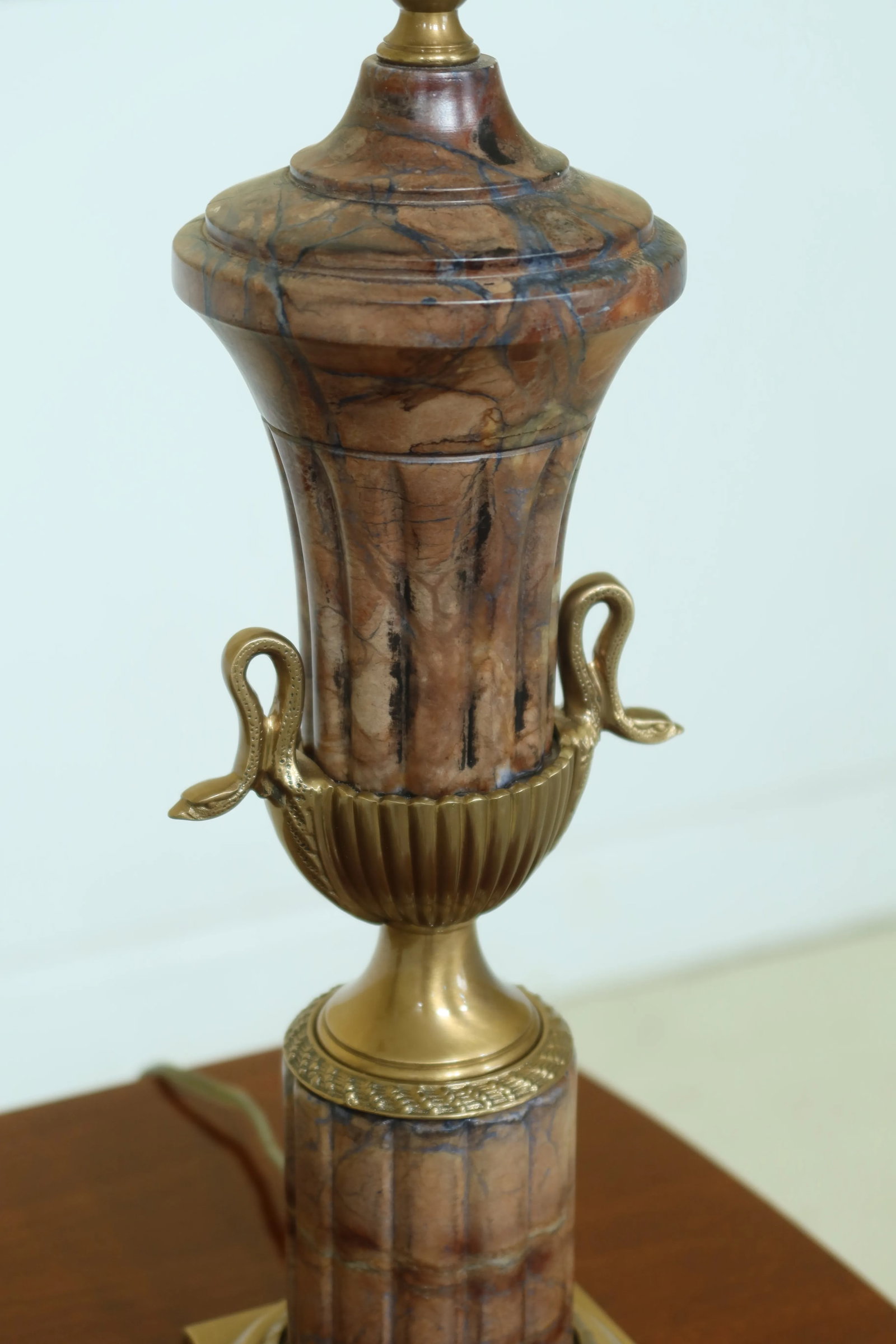 Frederick Cooper Regency Style Brass Soap Stone Urn Lamps - a Pair - 3