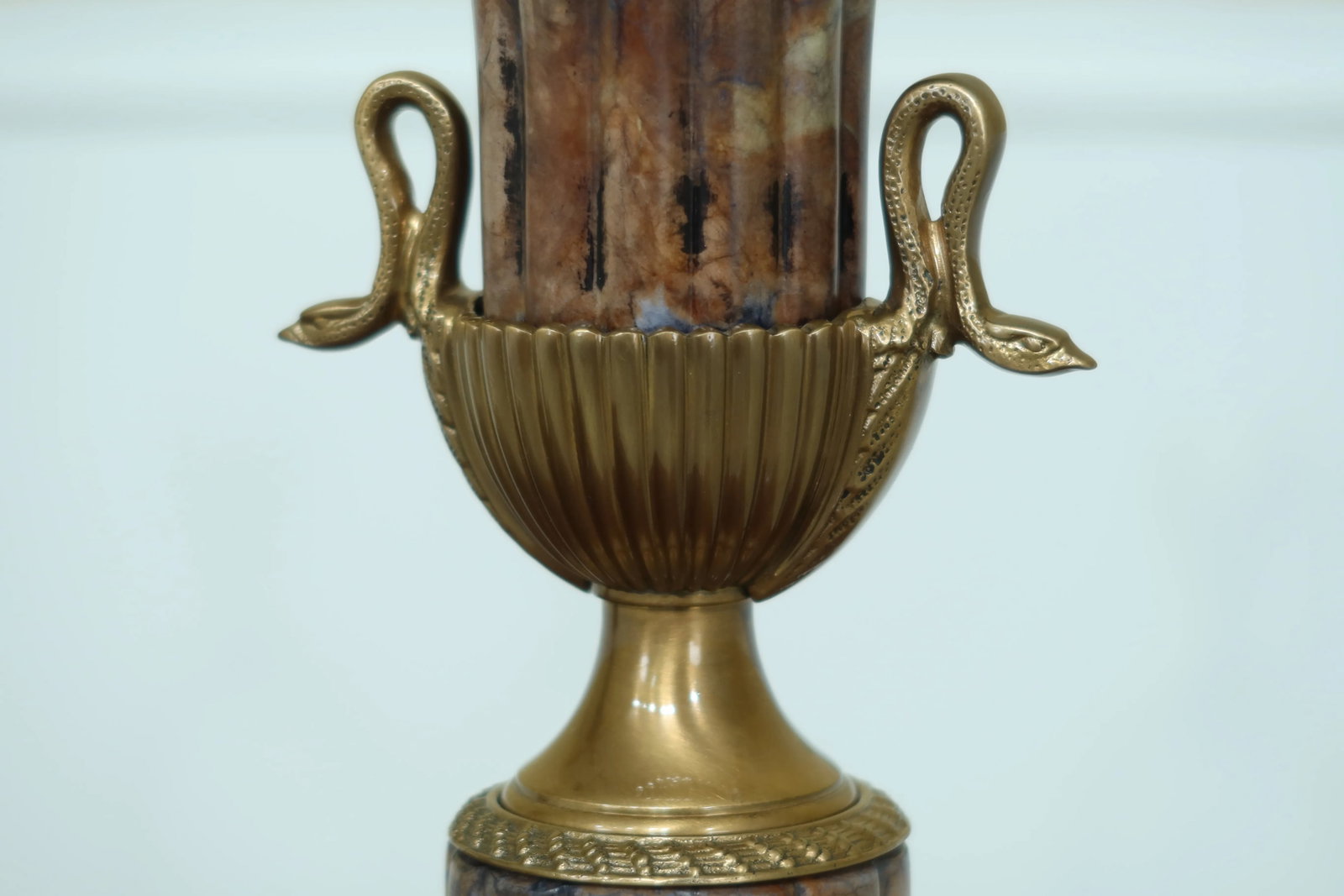 Frederick Cooper Regency Style Brass Soap Stone Urn Lamps - a Pair - 5