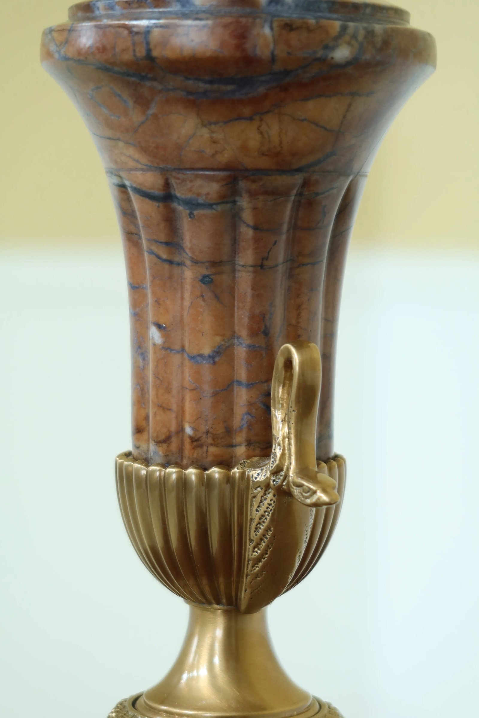 Frederick Cooper Regency Style Brass Soap Stone Urn Lamps - a Pair - 6