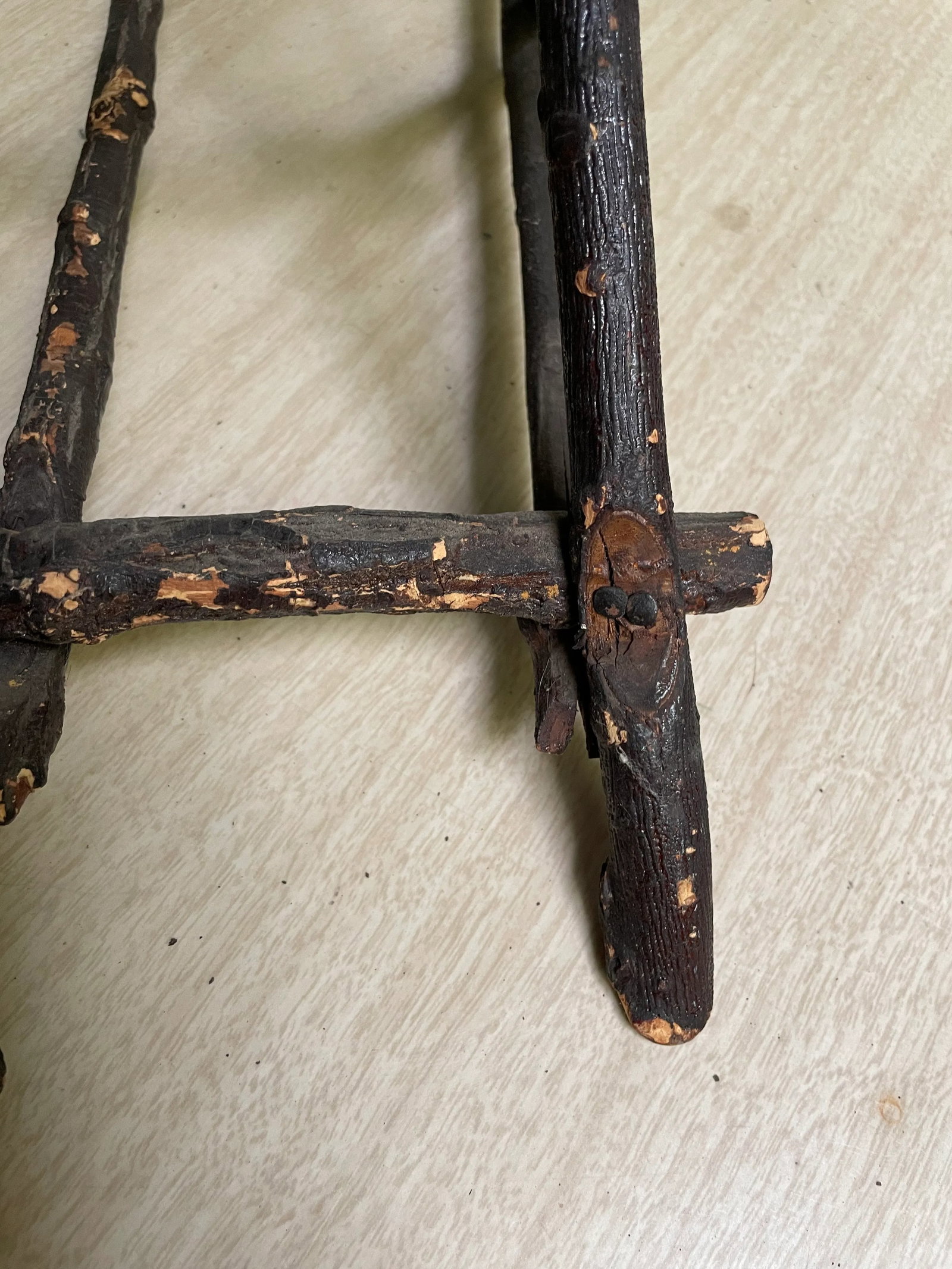 Early 20th Century Adirondack Folk Art Wishbone Twig Wall Mount Holder Basket Handmade Artisan - 4