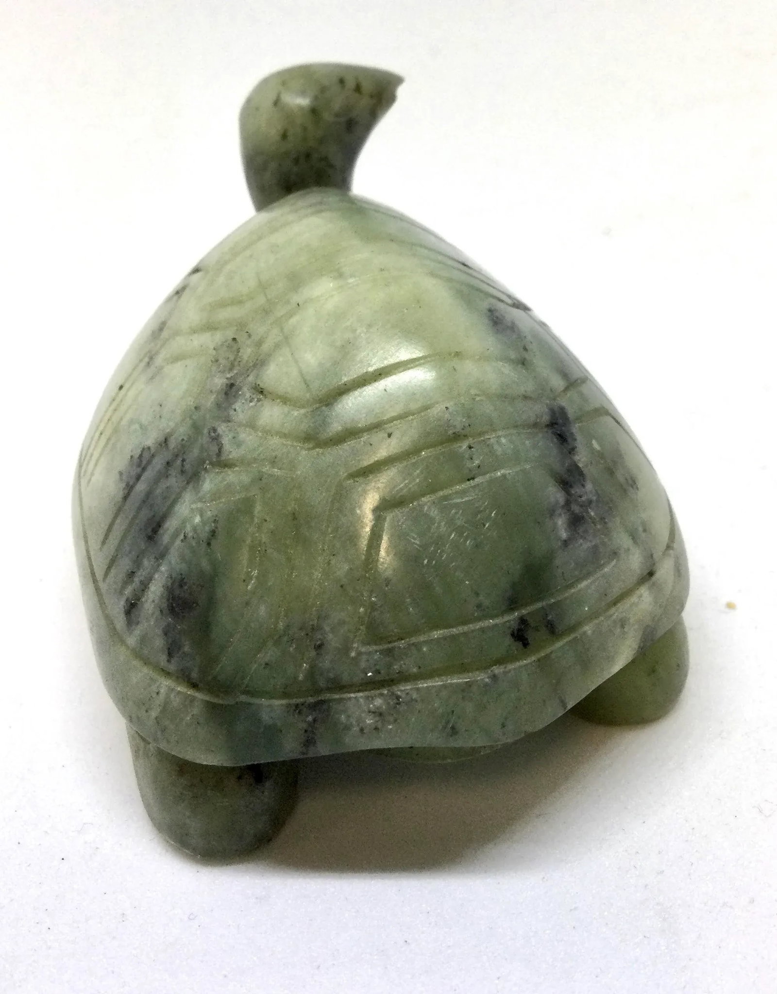 1980s Asian Spinach Jade Carved Turtle Sculpture - 3