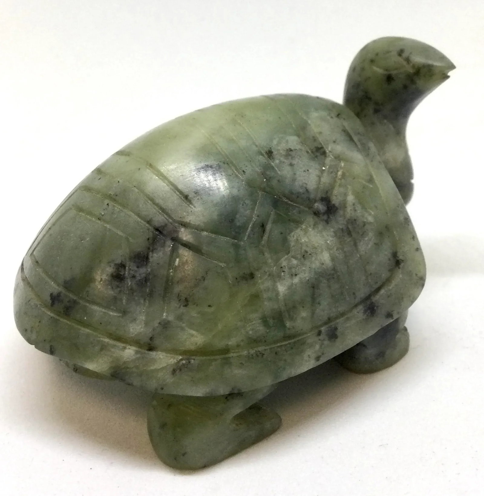 1980s Asian Spinach Jade Carved Turtle Sculpture - 4