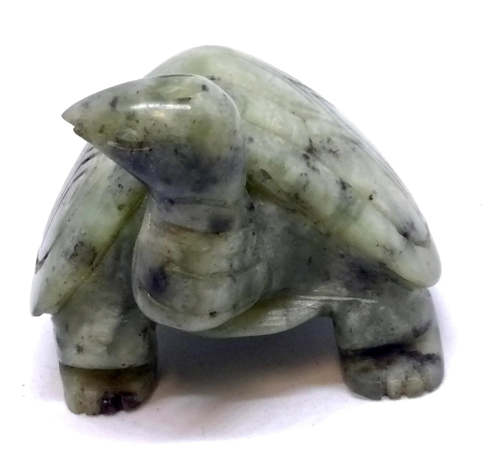 1980s Asian Spinach Jade Carved Turtle Sculpture - 8