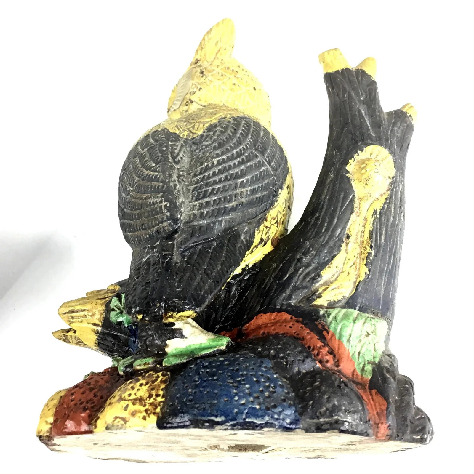 1950s Yellow Painted Mid Century Clay Owls - a Pair - 6