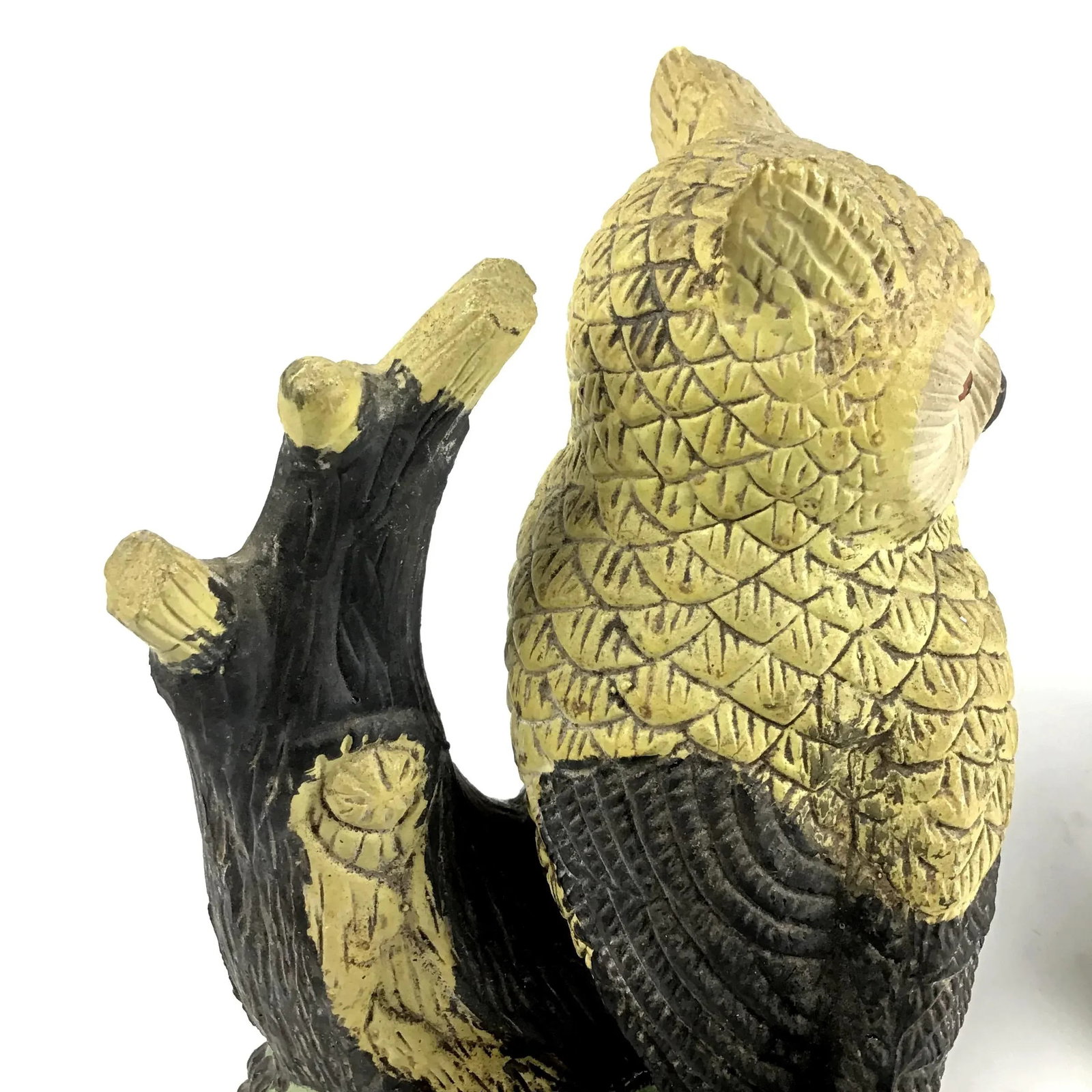 1950s Yellow Painted Mid Century Clay Owls - a Pair - 7