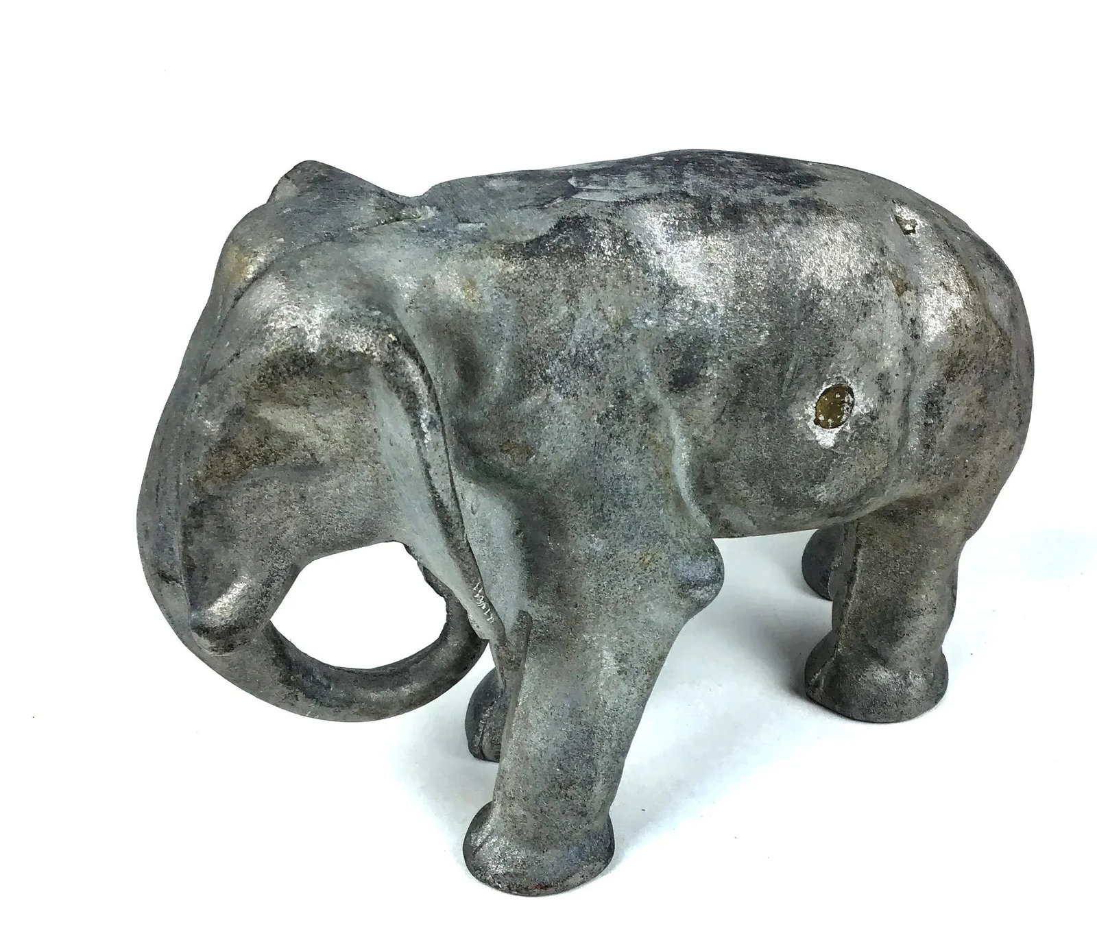 1960s Hand Poured Galvanized Metal Elephant Statue - 2