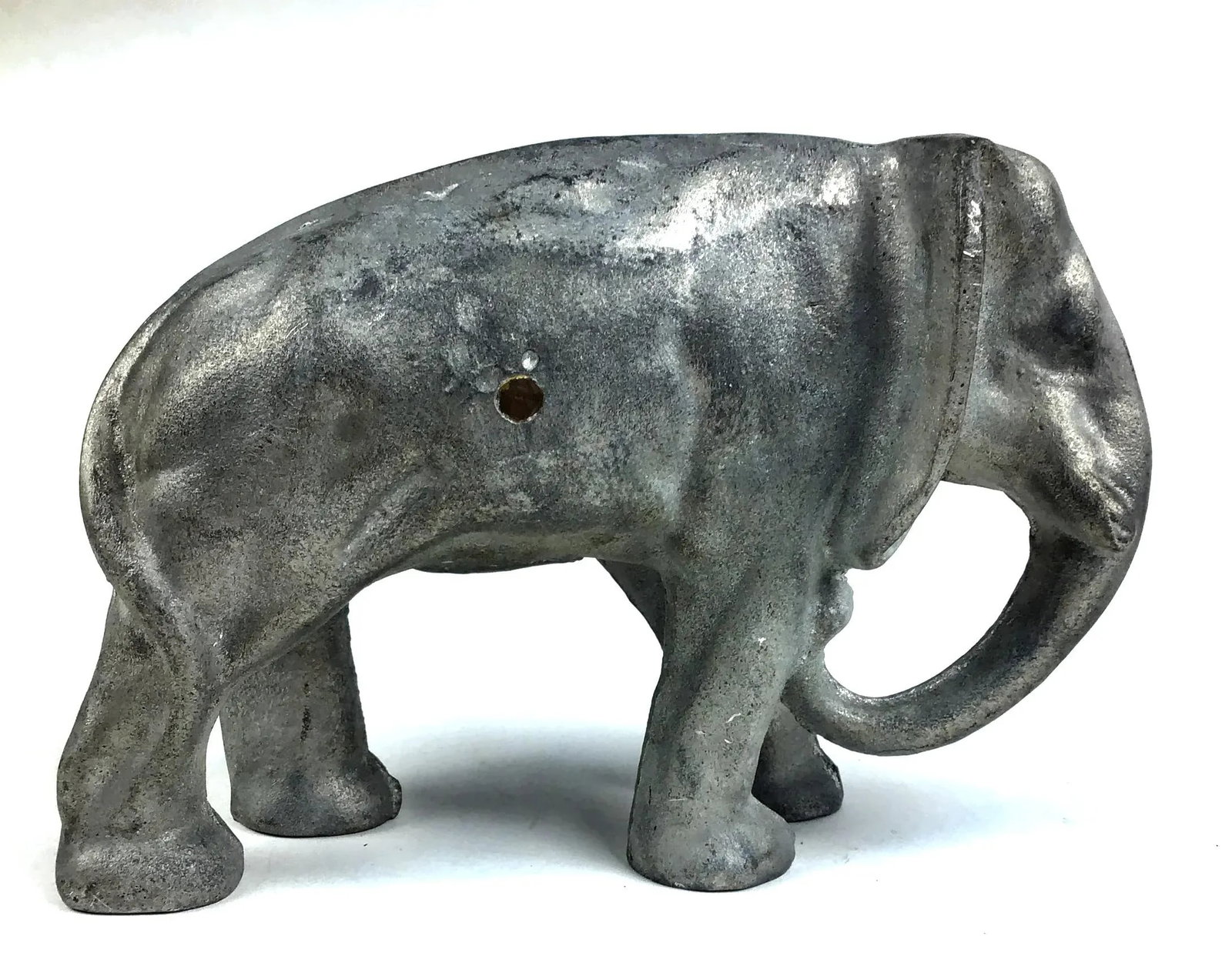 1960s Hand Poured Galvanized Metal Elephant Statue - 5
