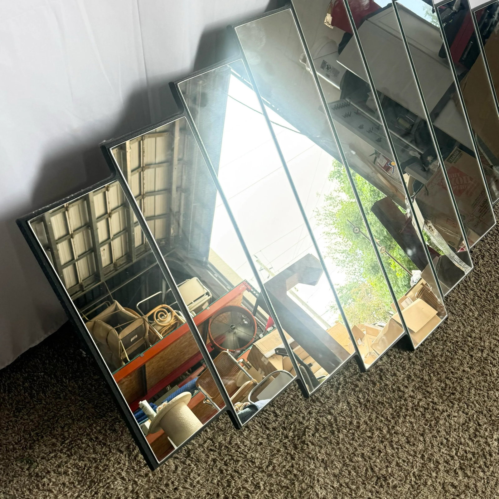 Art Deco Ascending Wall Mirror on Wood - 4