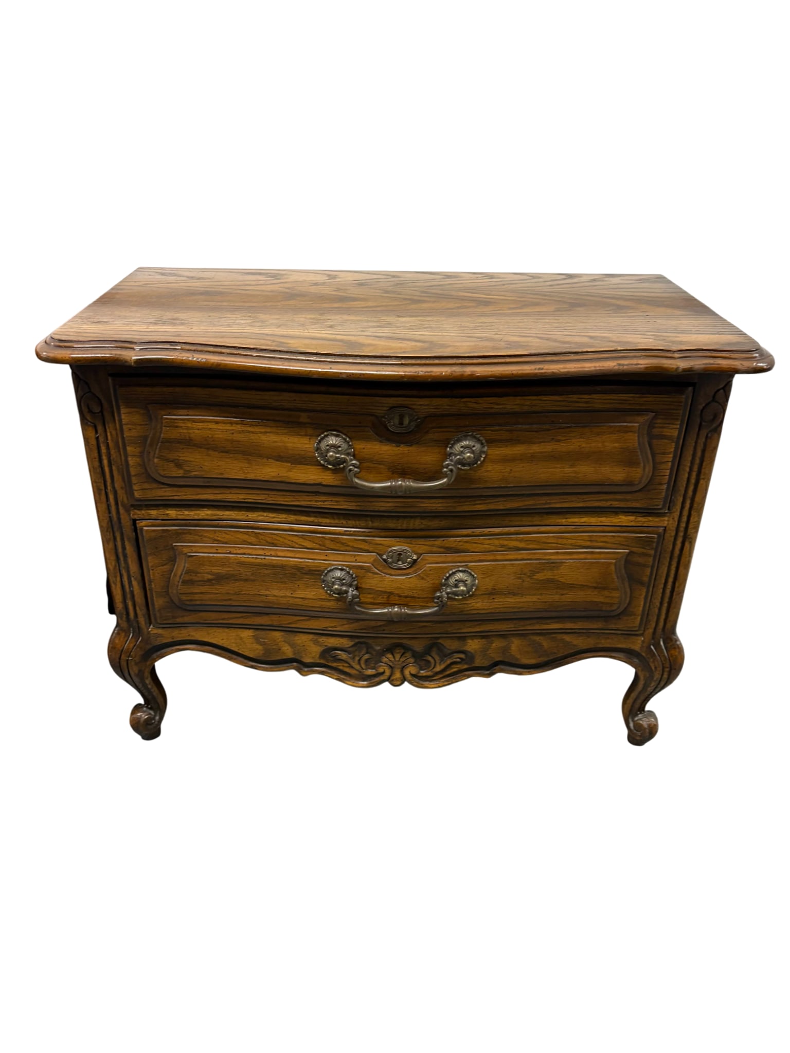 Late 20th Century Drexel Chatillon Collection Louis XV French County Style Oak Nightstands - A Pair - 2
