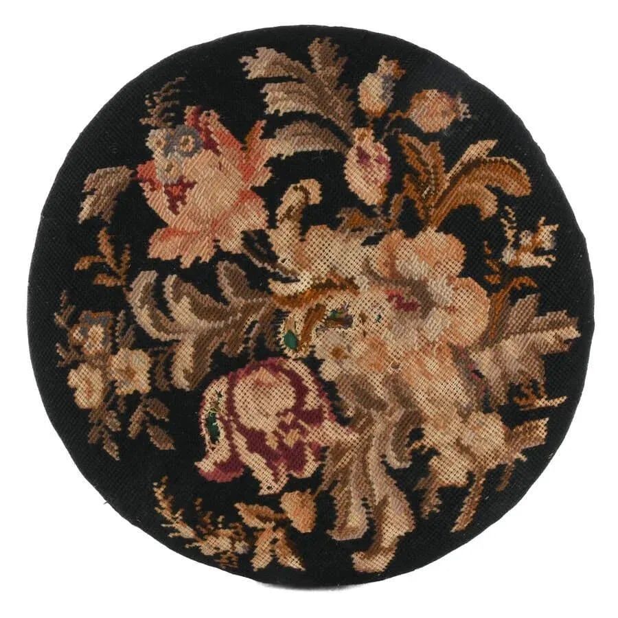 Antique 20th Century Floral Needlework Footstool - 4