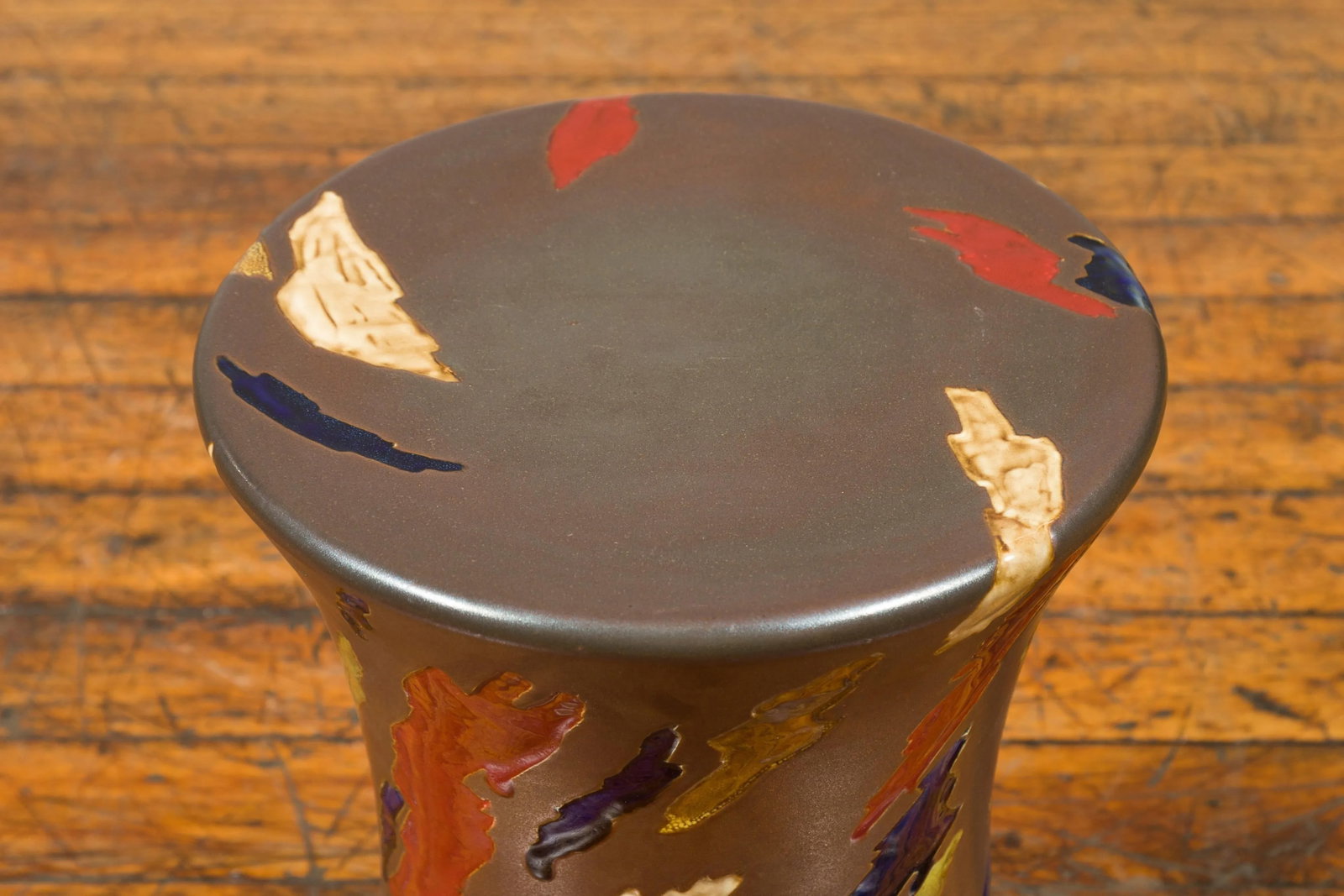 Contemporary Chinese Artisan Glazed & Hand Painted Curving Garden Seat - 4