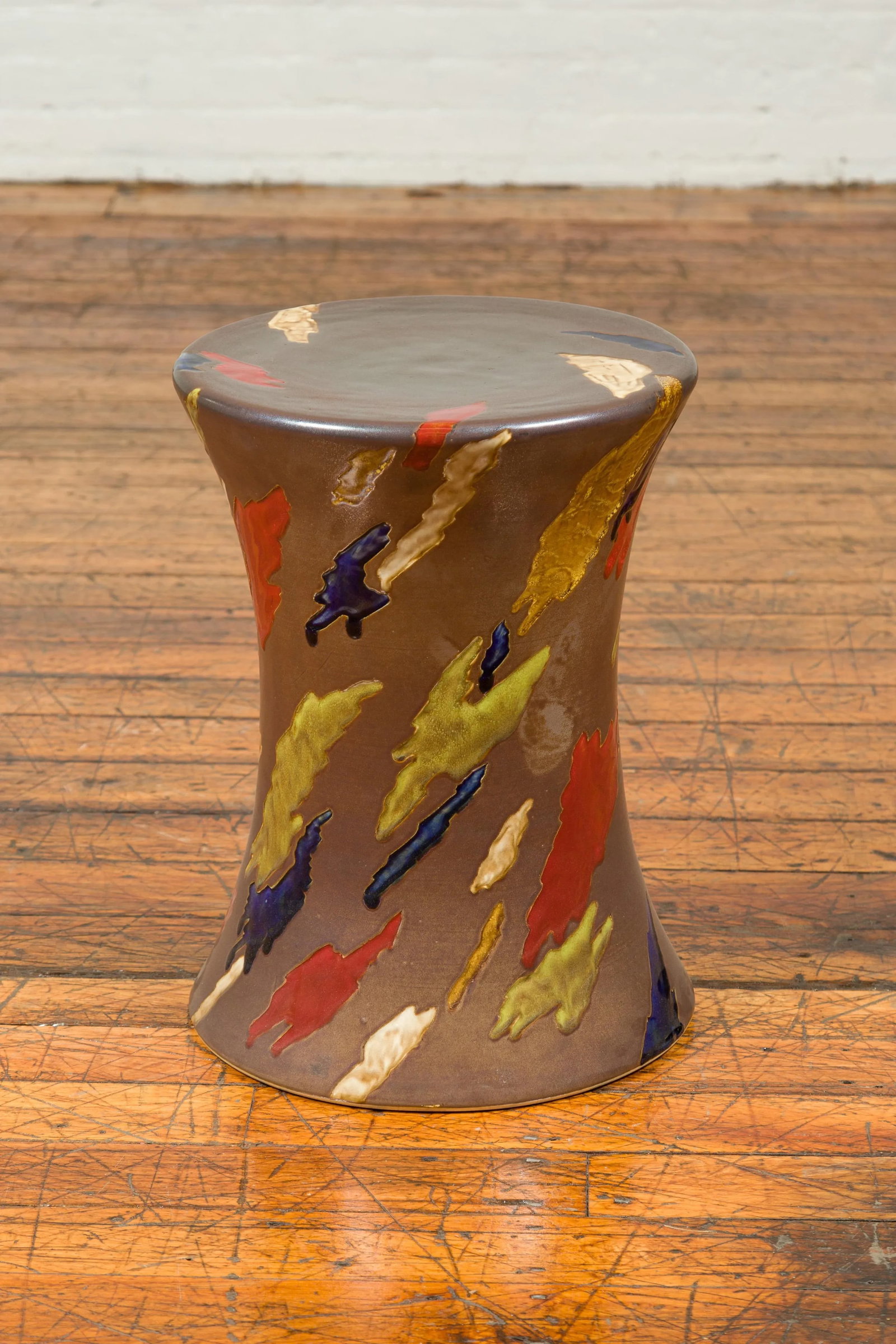 Contemporary Chinese Artisan Glazed & Hand Painted Curving Garden Seat - 7