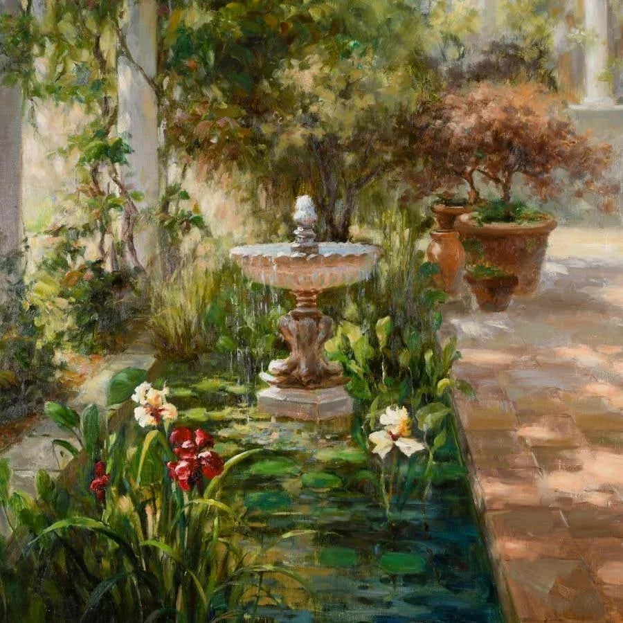 Late 20th Century Framed Signed Zhao Song Sunlight in the Garden Oil on Canvas - 2