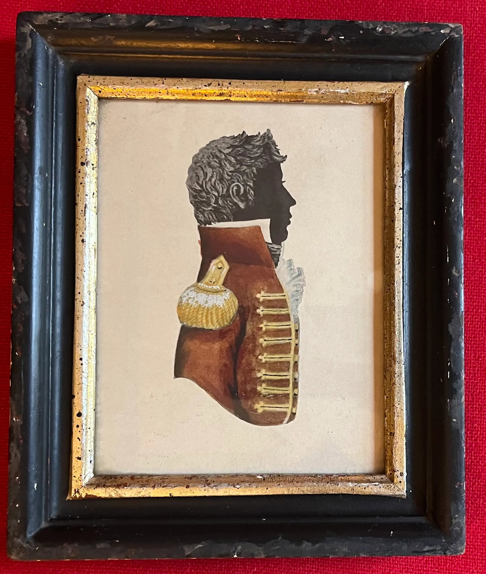 Antique 19th Century English Regency Silhouette Prints of a Soldier and His Wife - A Pair - 3