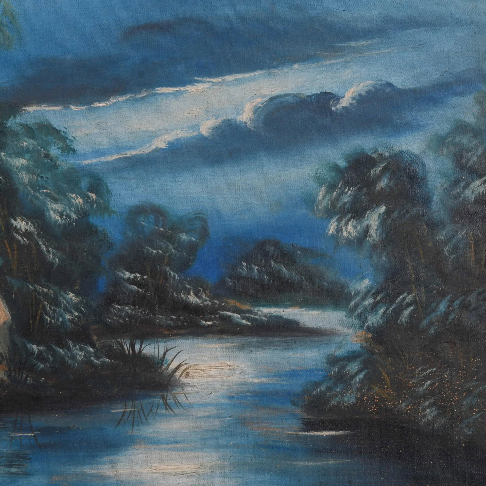 Antique Framed Signed Lonely Cottage Oil on Canvas - 4