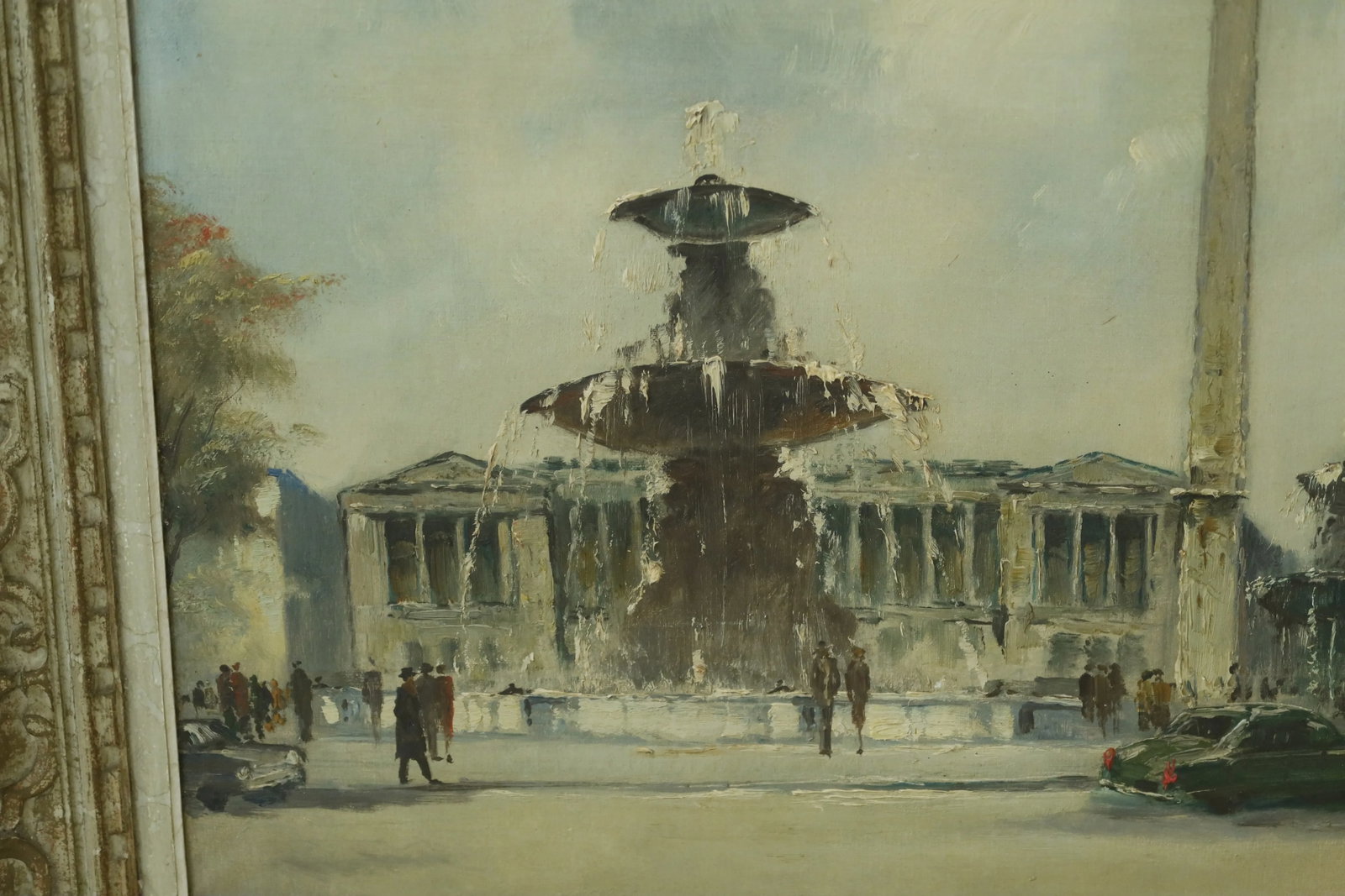 Paris French Fountain Framed Oil Painting on Canvas ~ M.Janpol - 2