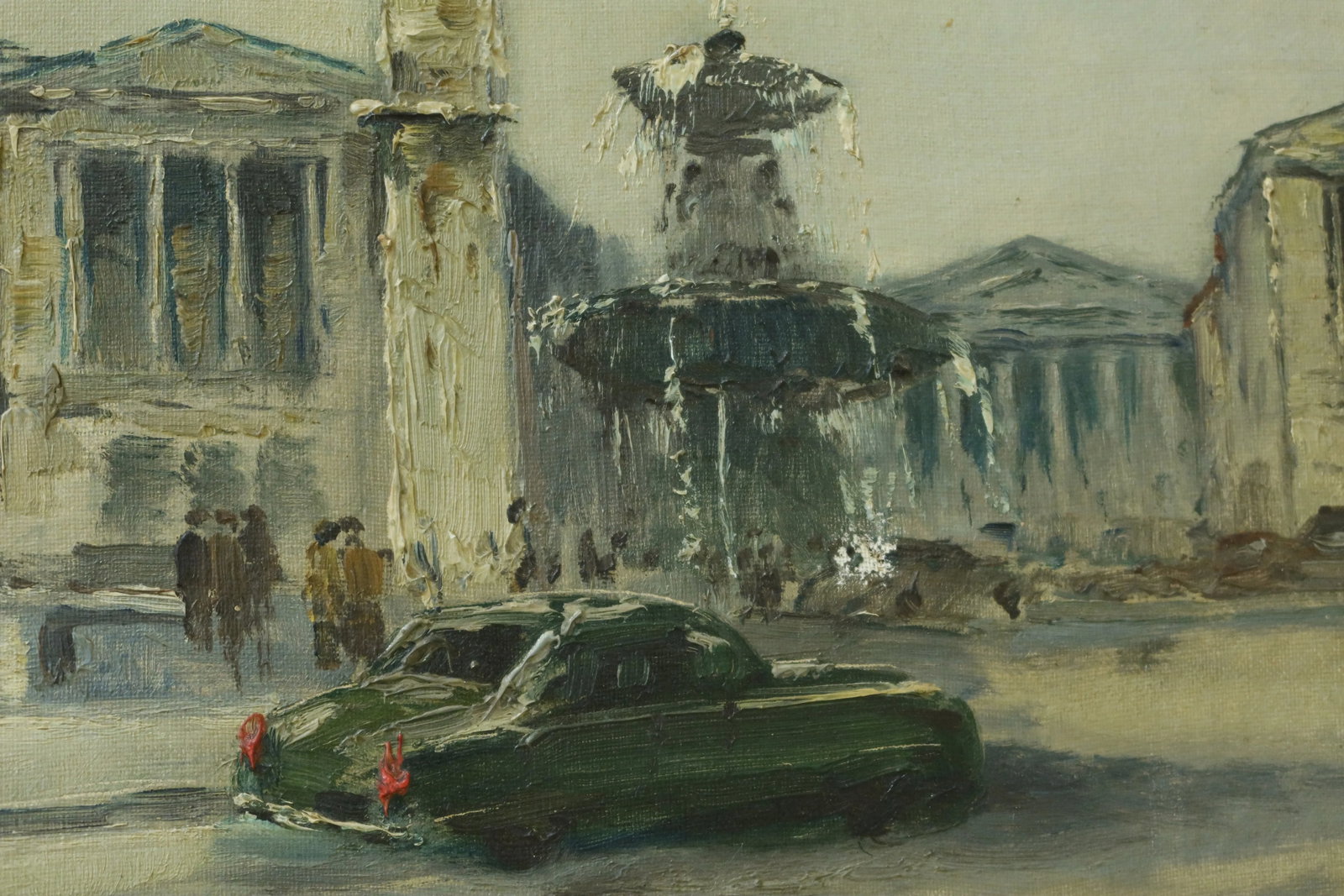 Paris French Fountain Framed Oil Painting on Canvas ~ M.Janpol - 3