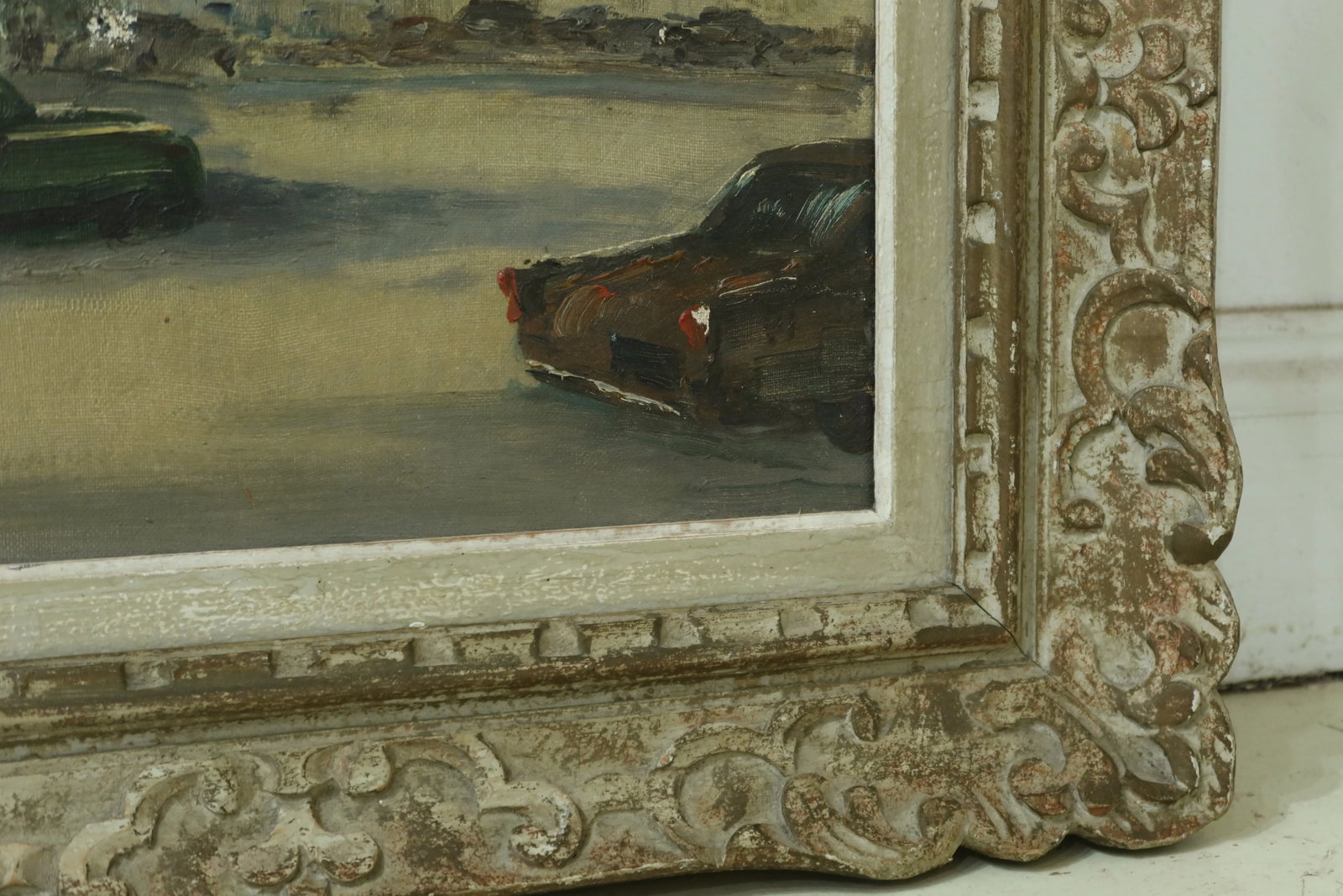 Paris French Fountain Framed Oil Painting on Canvas ~ M.Janpol - 4