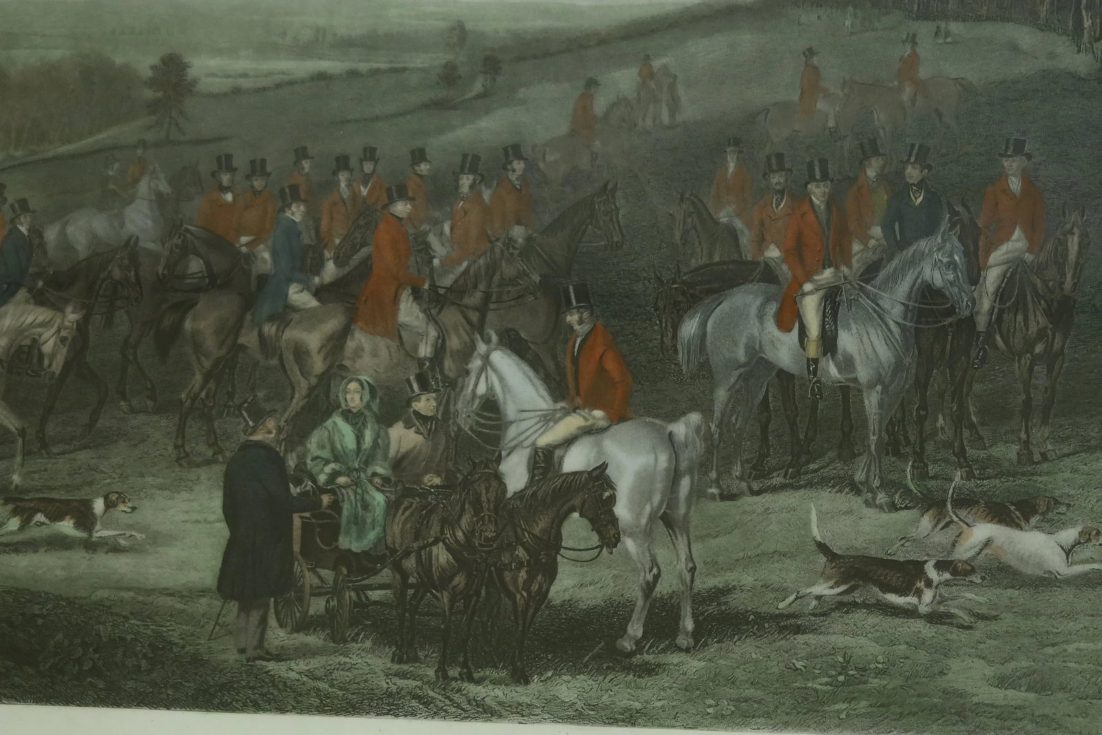 Vintage Wh Simmons Colored Engraving English Hunt Scene - 2