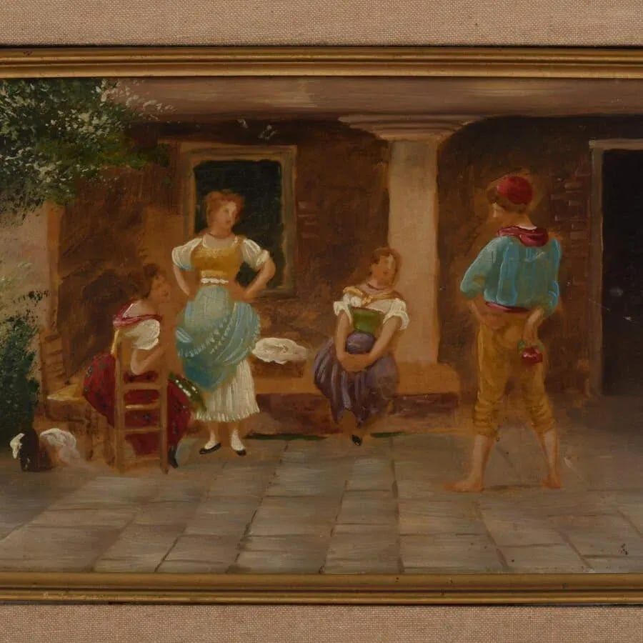 Framed Oil on Board Italian Painting Titled "The Rose" - 2