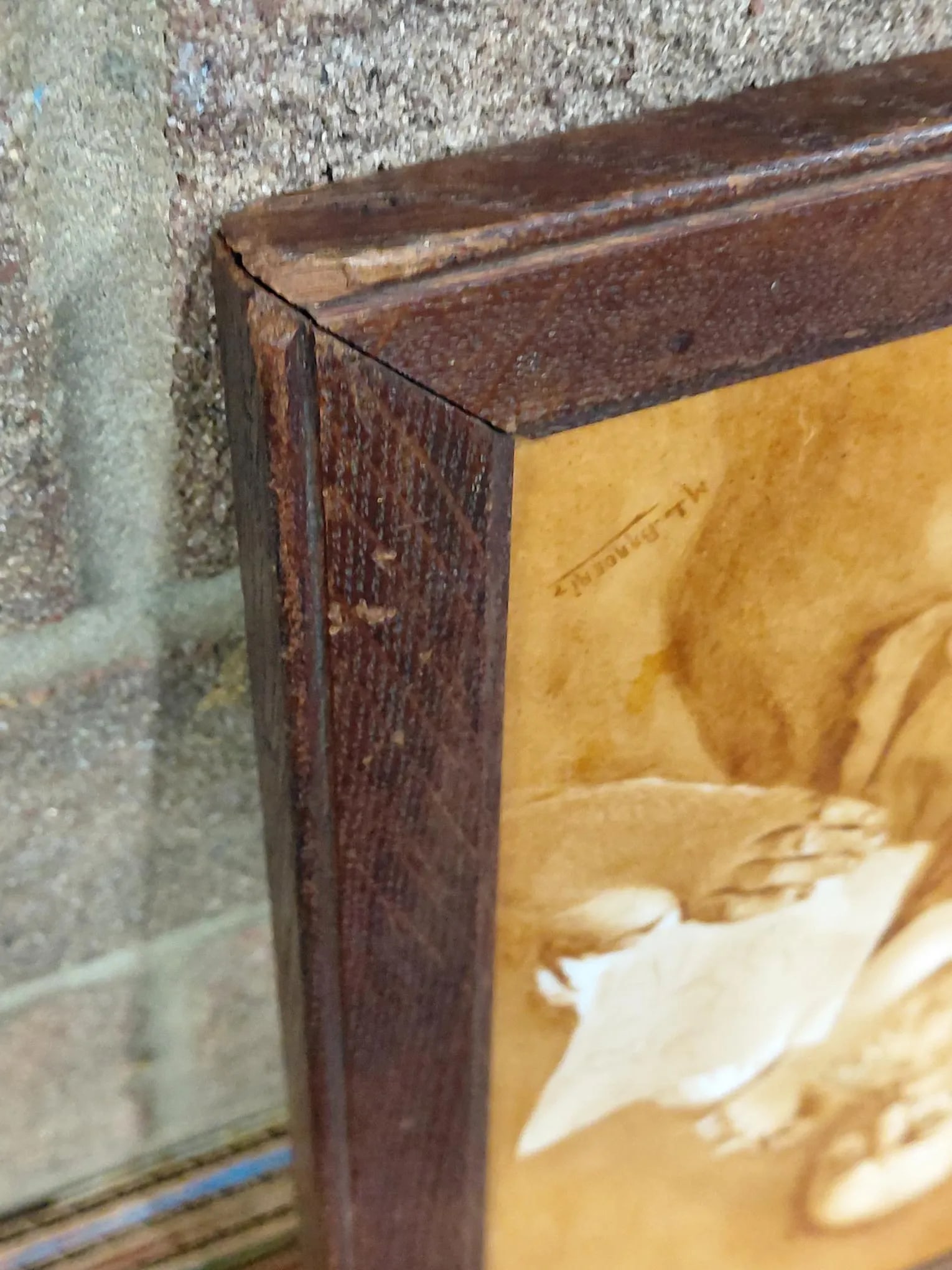 Antique Painting on a Porcelain Plaque of a Man and Child - 8