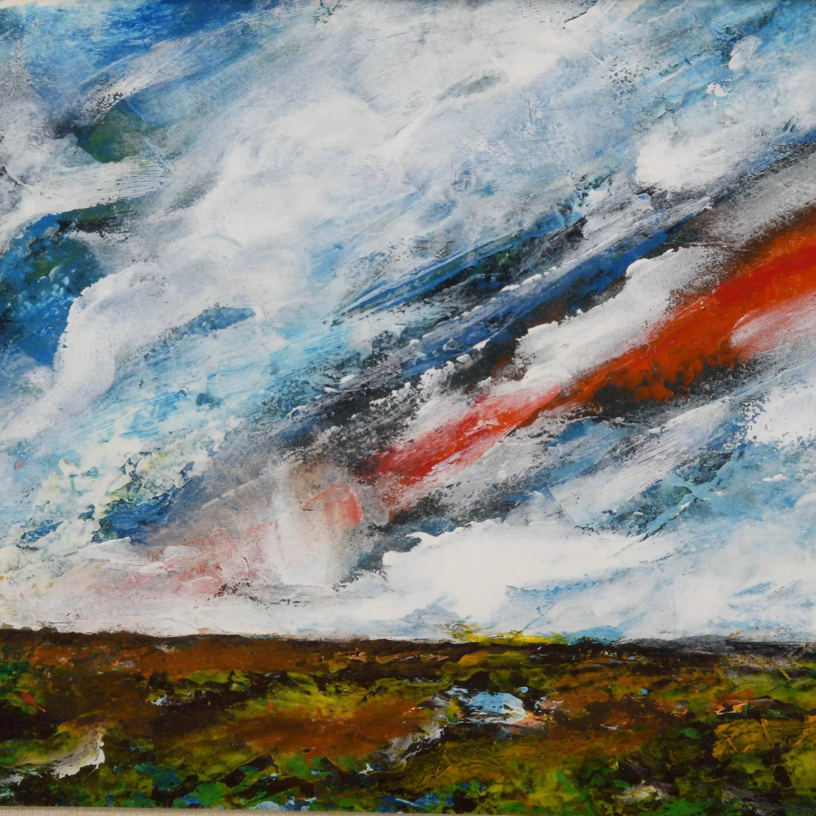 Framed Signed J. Akston "Skyburst, 1974" Acrylic on Paper - 3