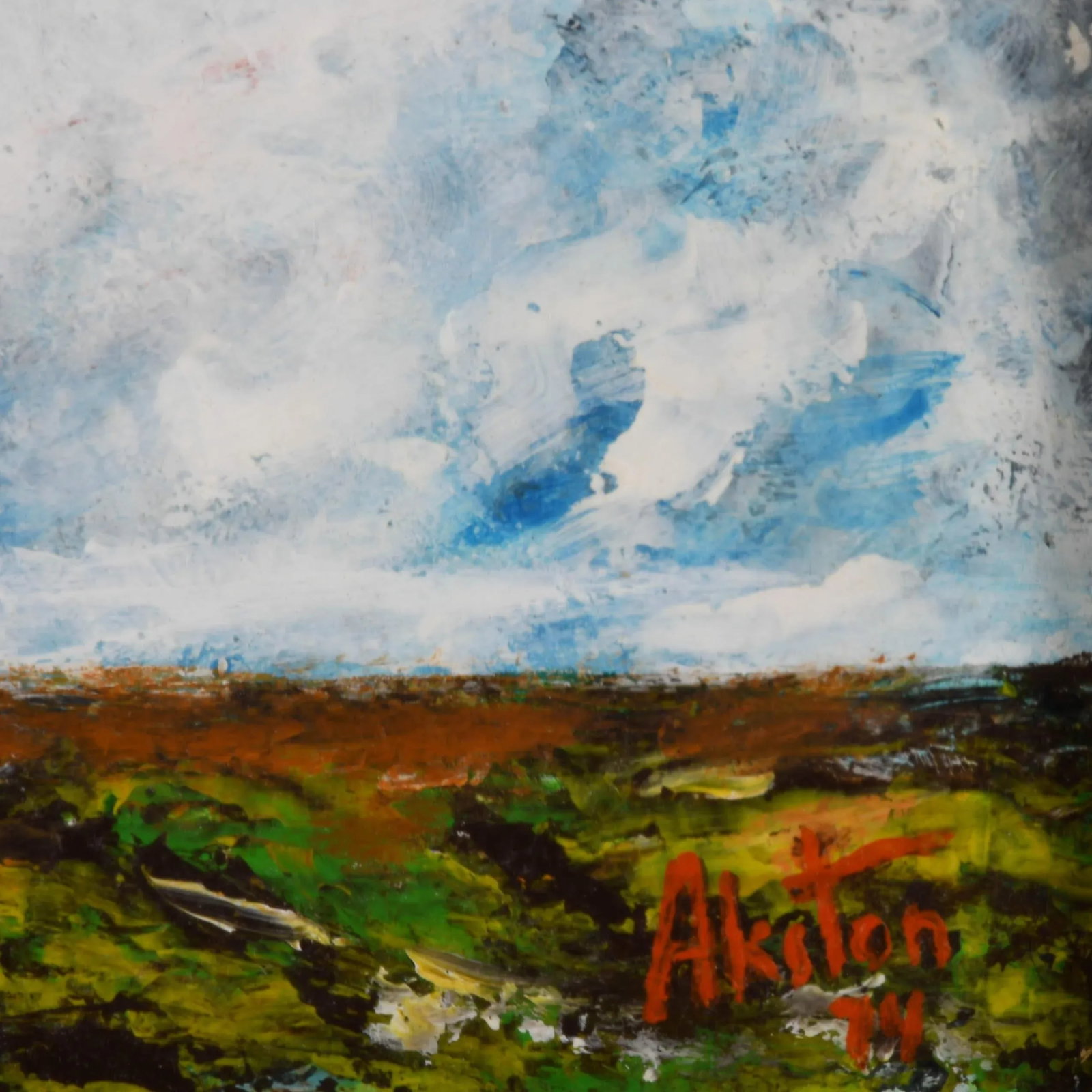 Framed Signed J. Akston "Skyburst, 1974" Acrylic on Paper - 4