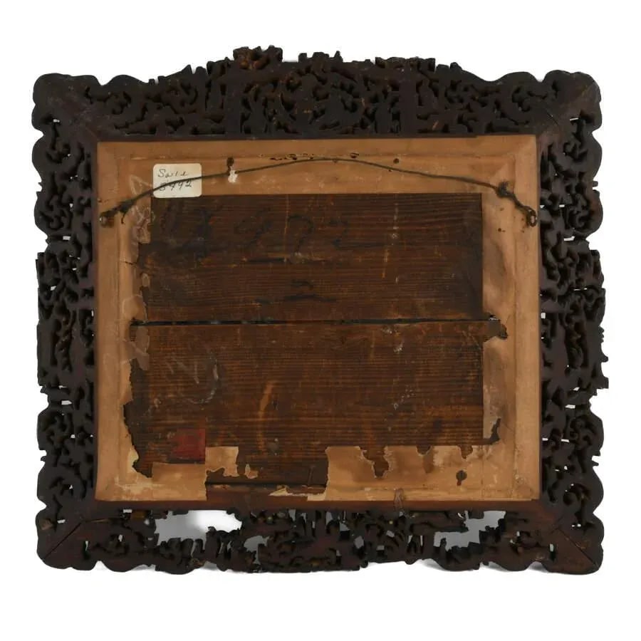 Antique 19th-Century Chinese Reverse Painting on Glass in Frame - 6
