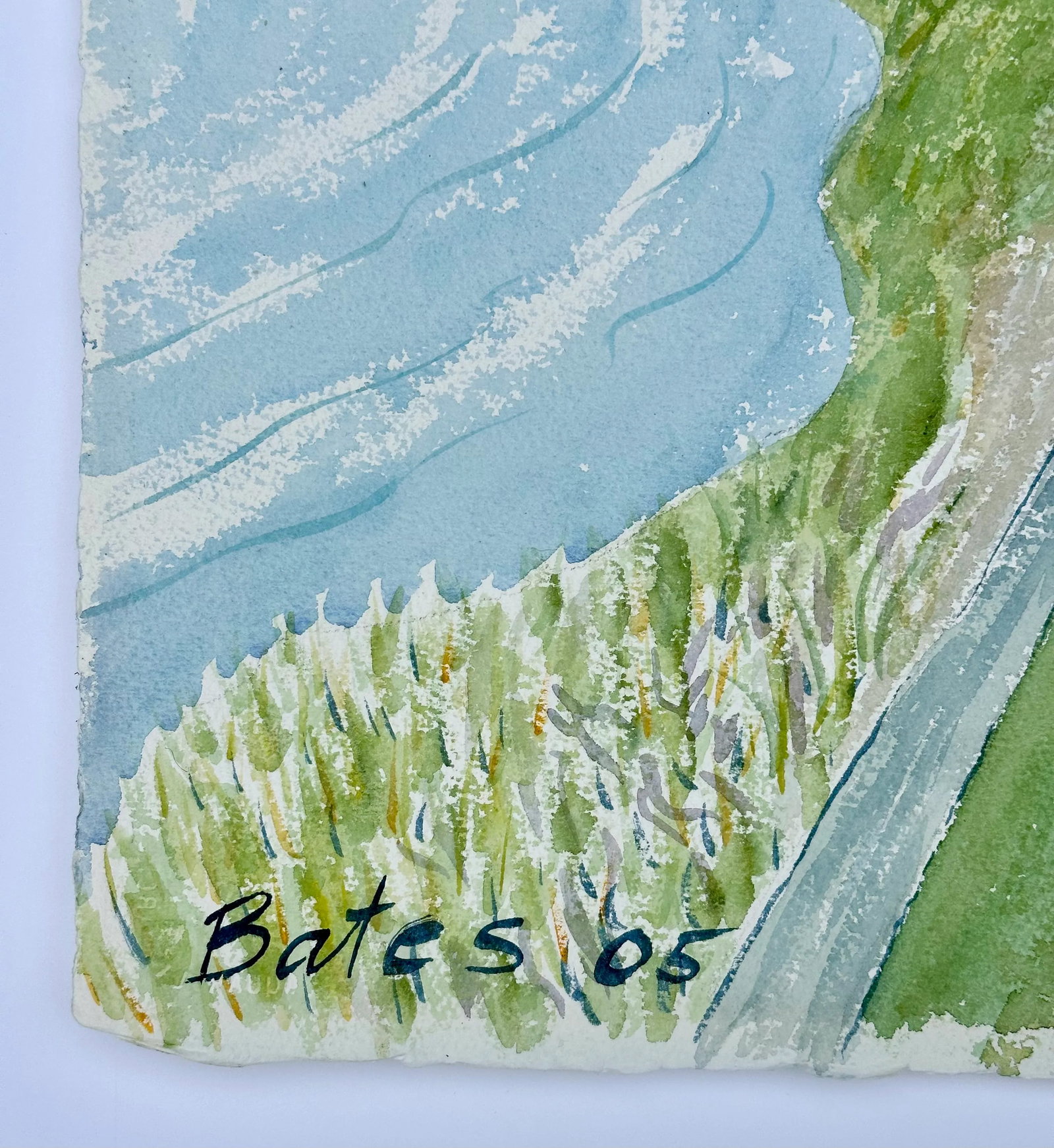 Naturalistic Watercolor Home on Water Scene With Dock by Susan Bates - 2