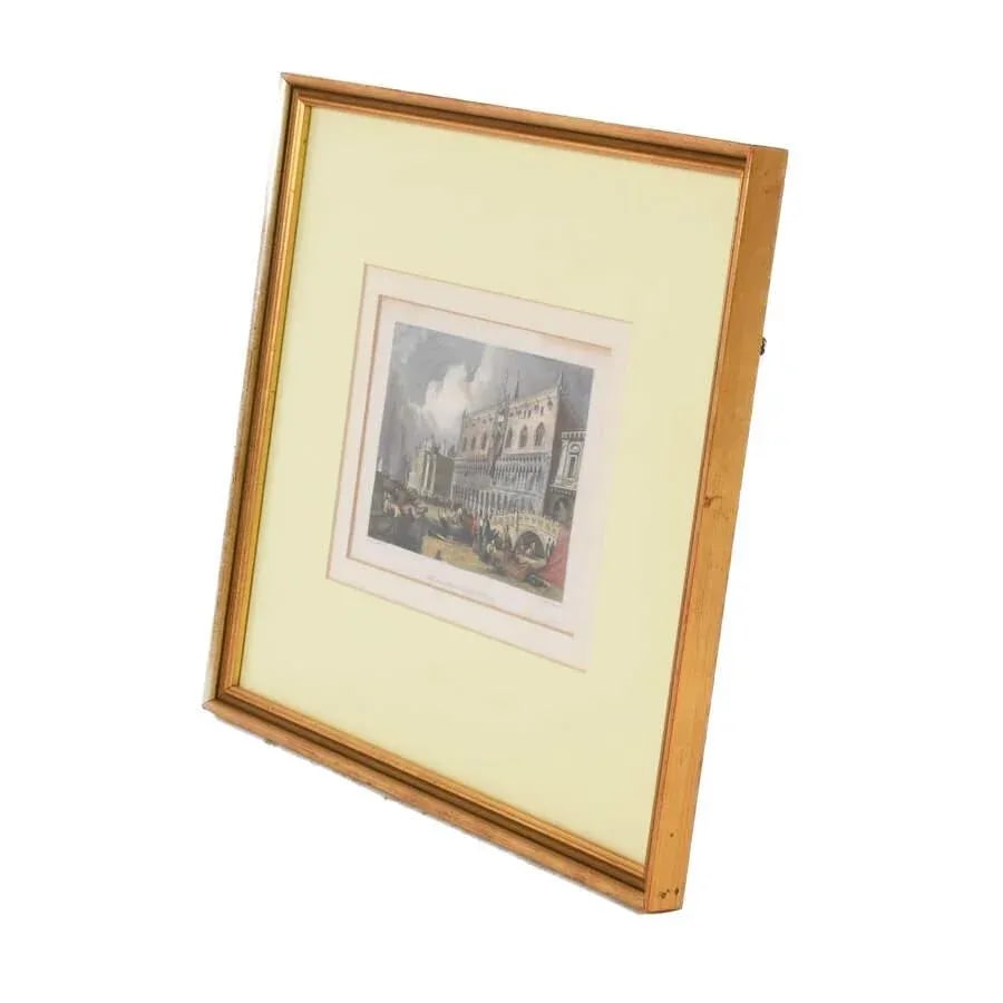 Early 20th Century Antique Framed Hand-Colored Engraving "Ducal Palace" by Westwood - 4