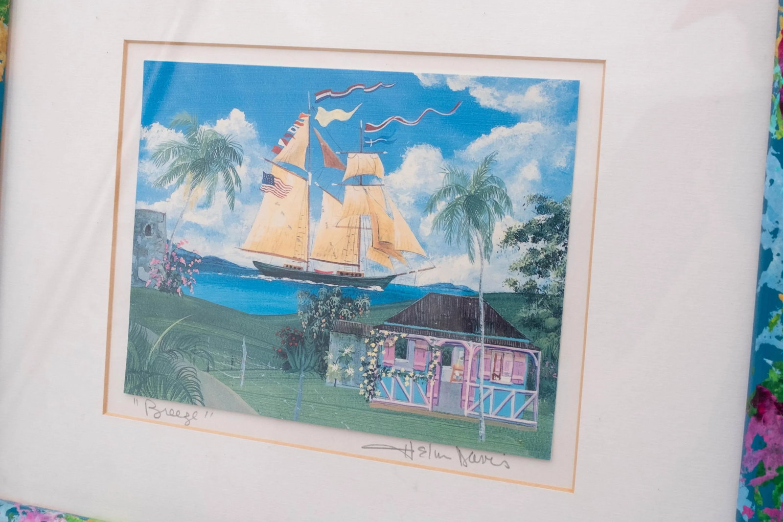 Nautical Tall Ship Tropical Scene Helen Davis "Breeze" Painting - 2