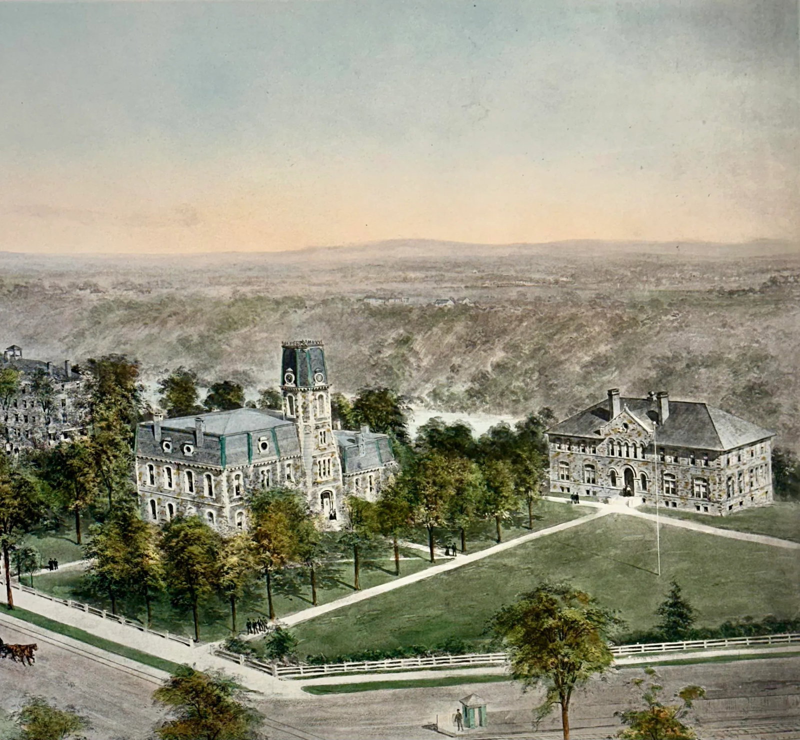 Colby College Engraving, After Richard Rummell, c.1913 - Hand-Colored Re-Strike on Wove Paper, Large - 4