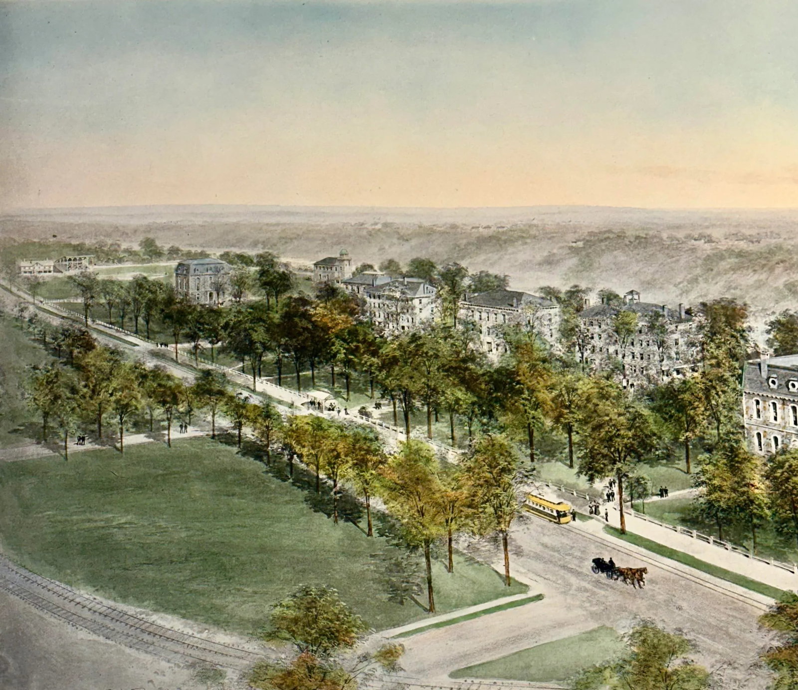 Colby College Engraving, After Richard Rummell, c.1913 - Hand-Colored Re-Strike on Wove Paper, Large - 5