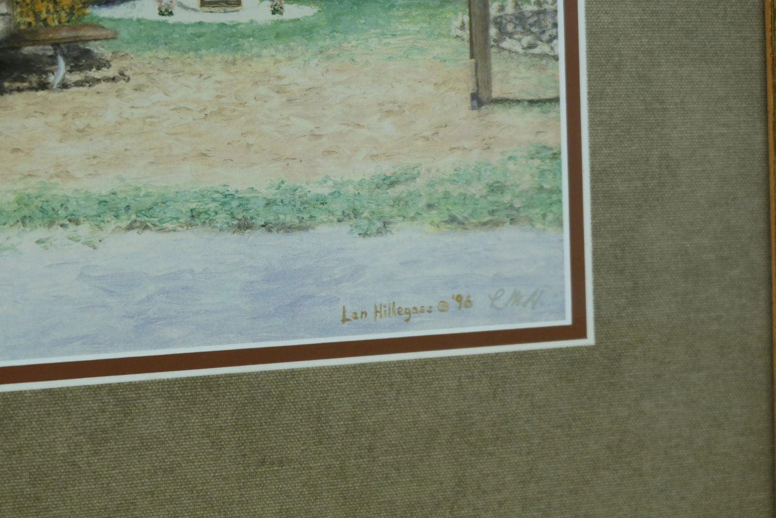 1990s Framed & Matted Fishing Camp Little Lehigh Fly Shop Print - 3