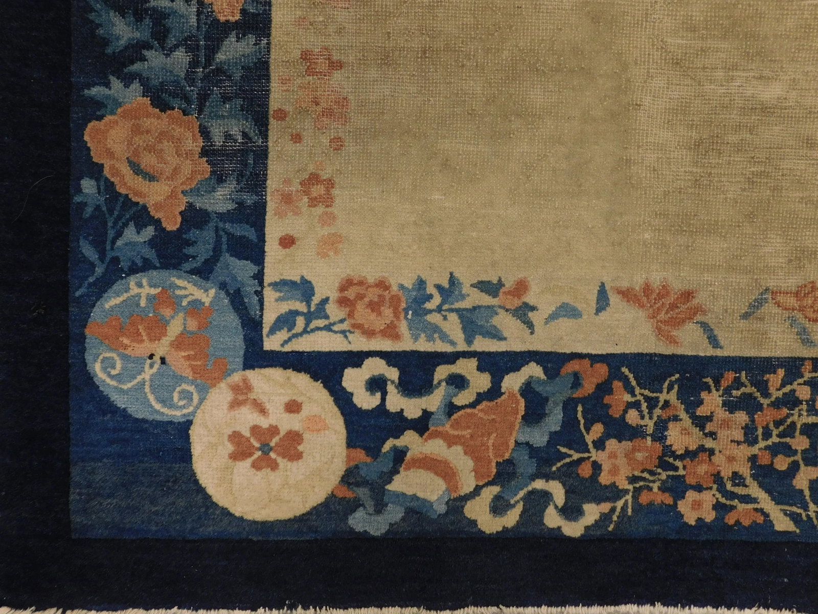 Antique Hand Knotted Chinese Rug - 7