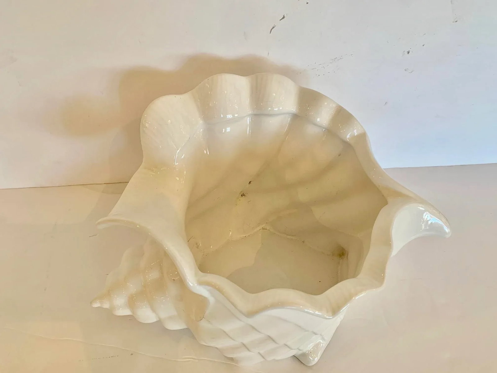 Large Portuguese Ceramic Nautilus Shell Pottery Planter Flower Pot - 2