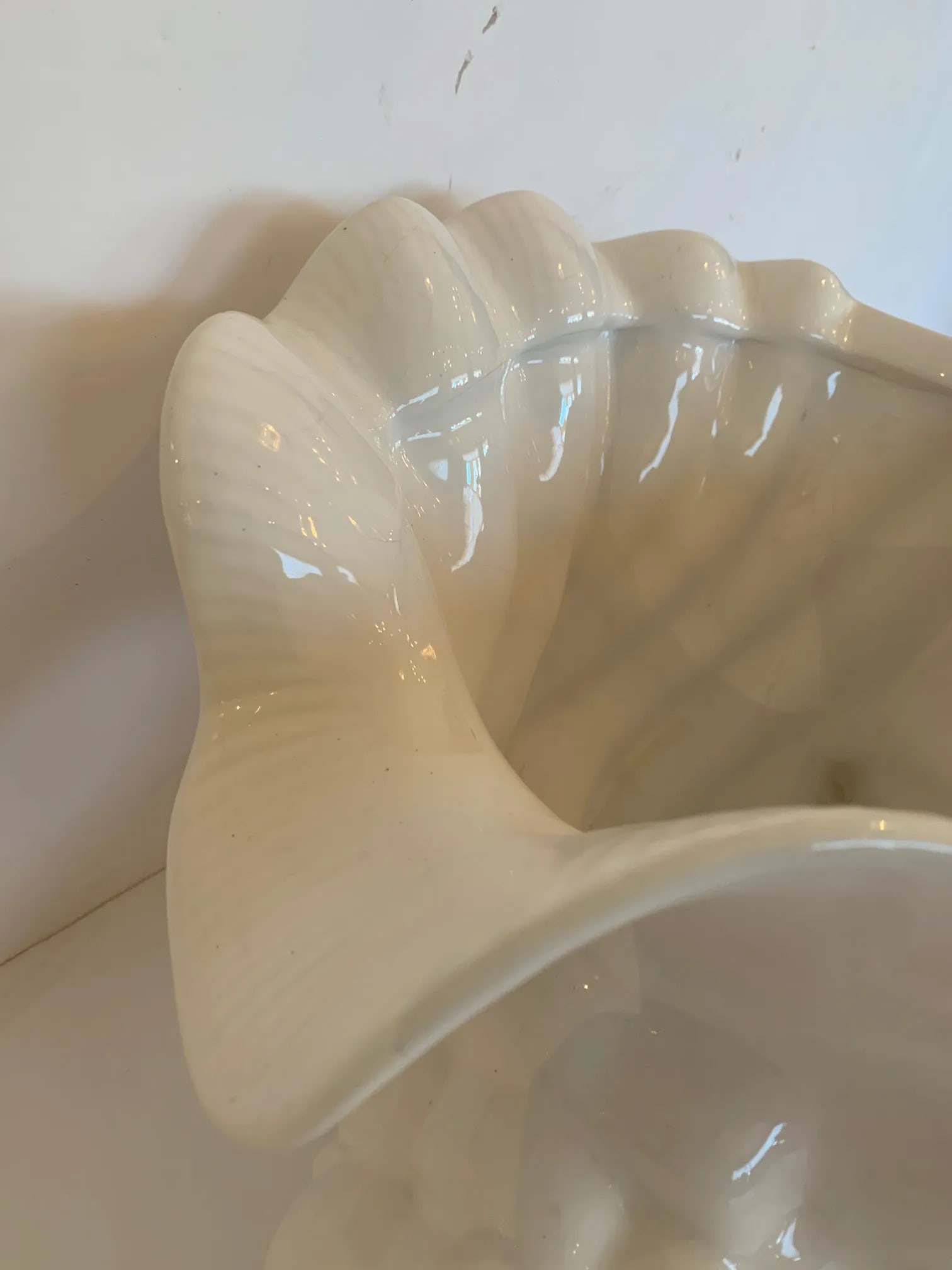 Large Portuguese Ceramic Nautilus Shell Pottery Planter Flower Pot - 4